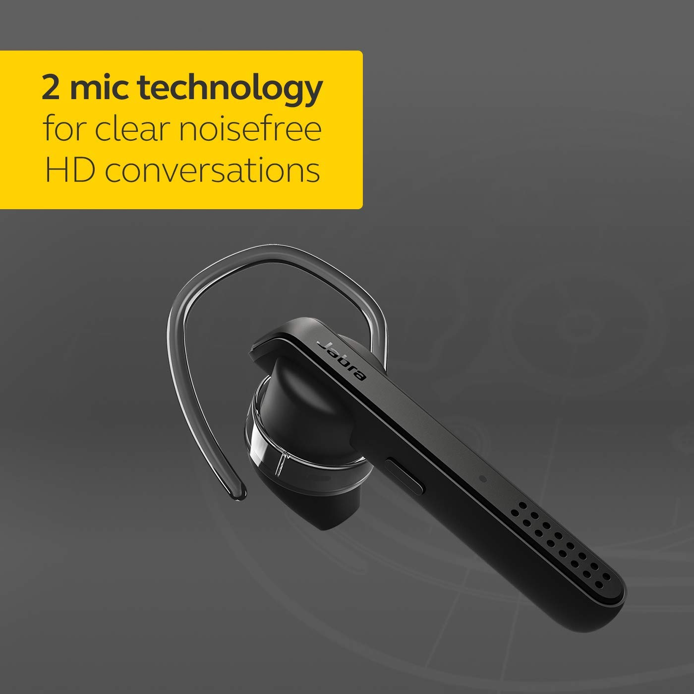Jabra Talk 45 Bluetooth Headset - HD Hands-Free Calls, Dual Mic Noise Cancellation, 1-Touch Voice Control & Music Streaming (Black) - Perfect for Office, Driving & Remote Work