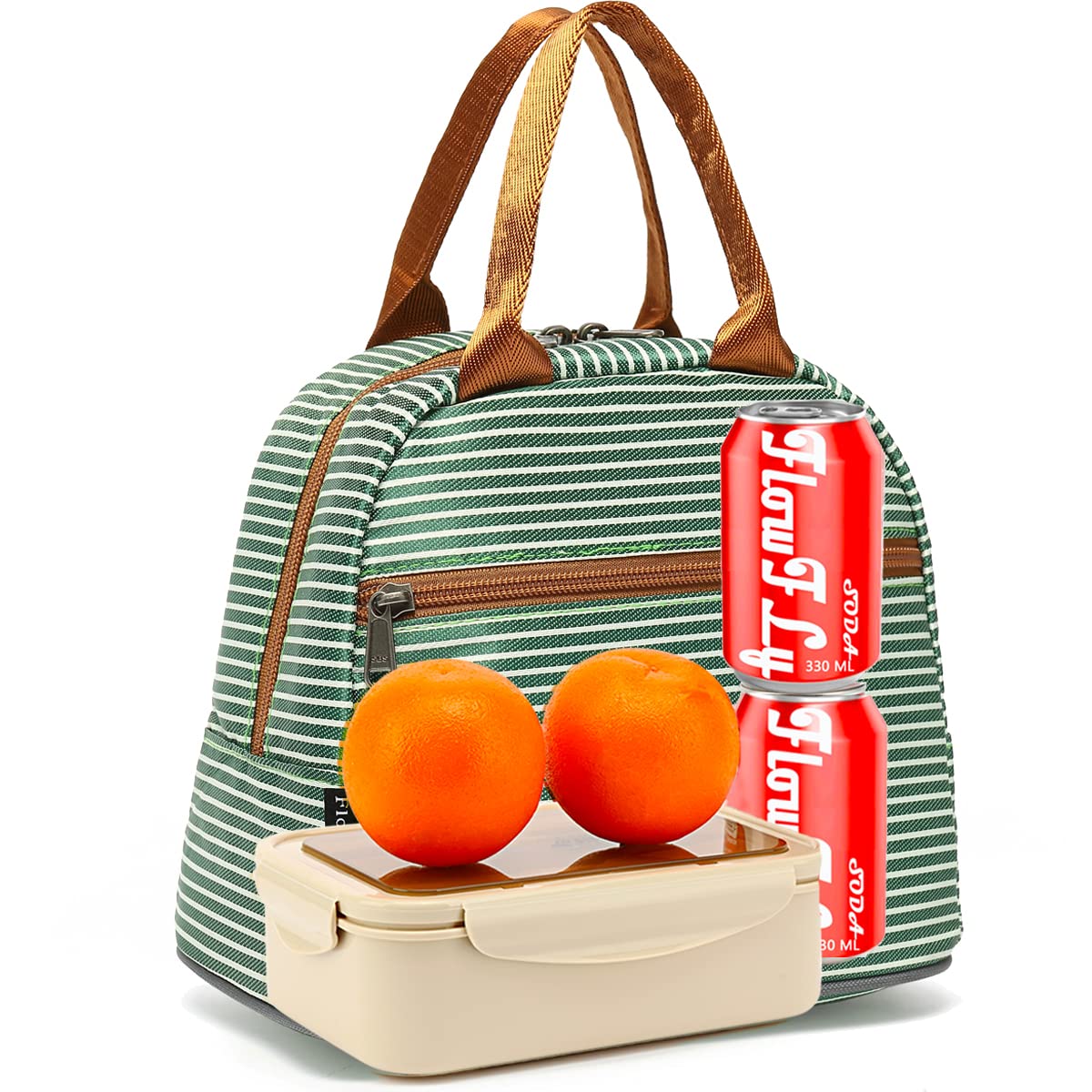FlowFly Insulated Lunch Cooler Bag - Reusable Tote Lunch Organizer for Women & Men, Green - Perfect for Work, School, Picnics & Outdoor Activities