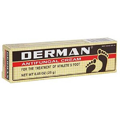 Derman Antifungal Foot Cream for Athlete's Foot & Toenail Fungus Treatment - 1 Count | Medicated Skin Care for Itchy Cracked Feet | Perfect for Gym, Pool & Travel Use