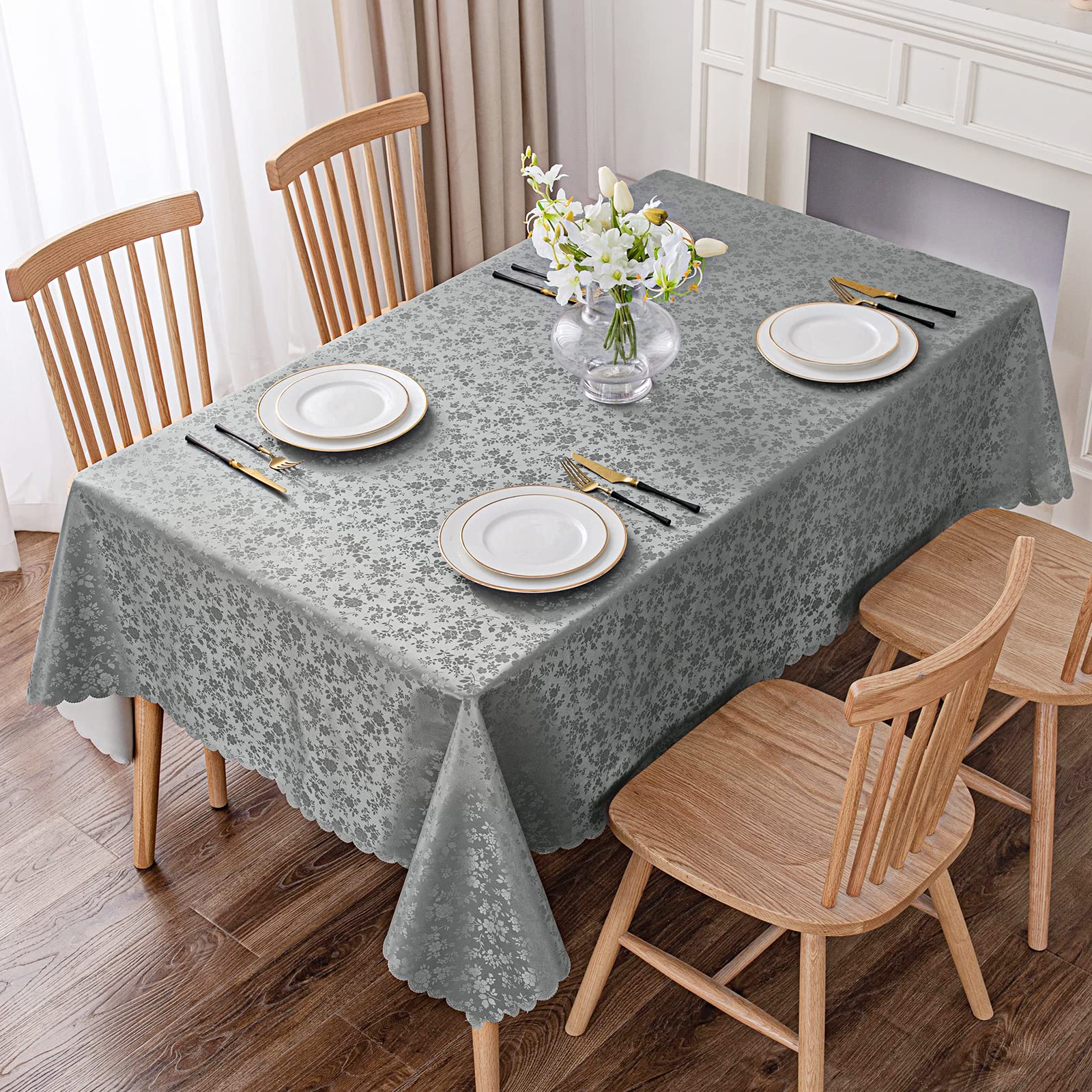 Smiry Waterproof Vinyl Tablecloth, Heavy Duty Wipeable Cover, 60