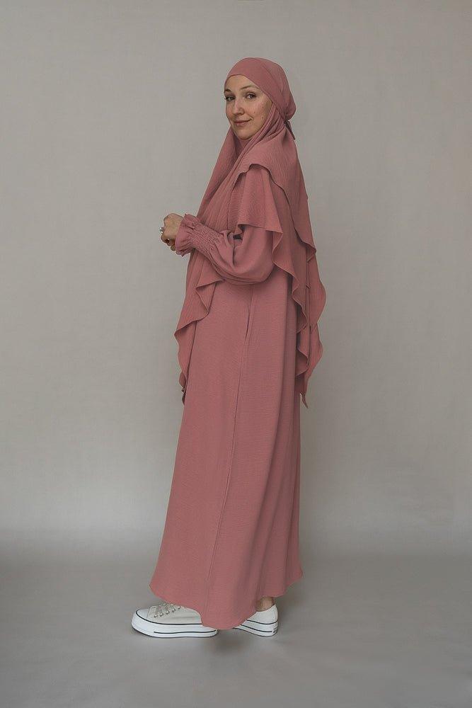 Pinky Prayer Gown Umrah Abaya Dress - Non-Wrinkle Islamic Modest Wear for Women | Perfect for Hajj, Prayer & Special Occasions