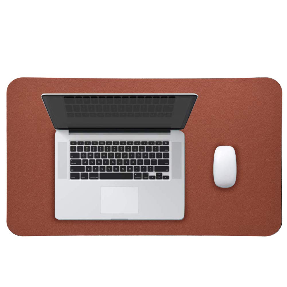 Premium Non-Slip Desk Pad - Large Felt Desk Blotter & Mouse Mat with Anti-Static Protection for Office, School & Home Workspace - Perfect for Laptops, Writing & Computer Work (Brown)