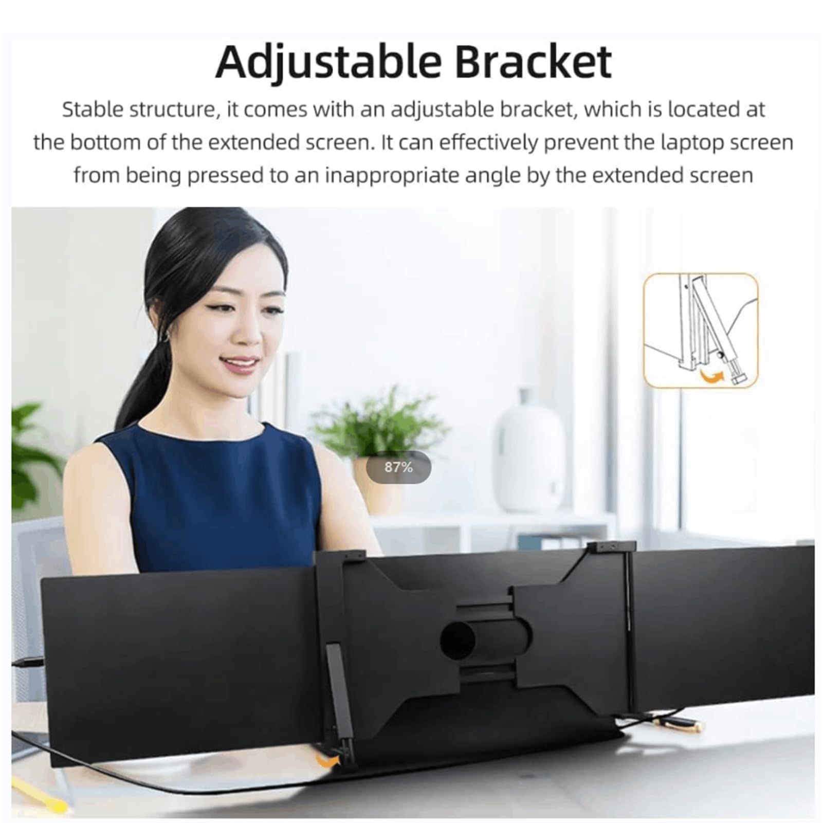YIWENG 15 Inch Portable Triple Monitor for Laptop - 1920x1080 FHD Resolution, Plug & Play External Screen for 15-17 Inch Laptops - Perfect for Office Work, Gaming & Multi-Tasking