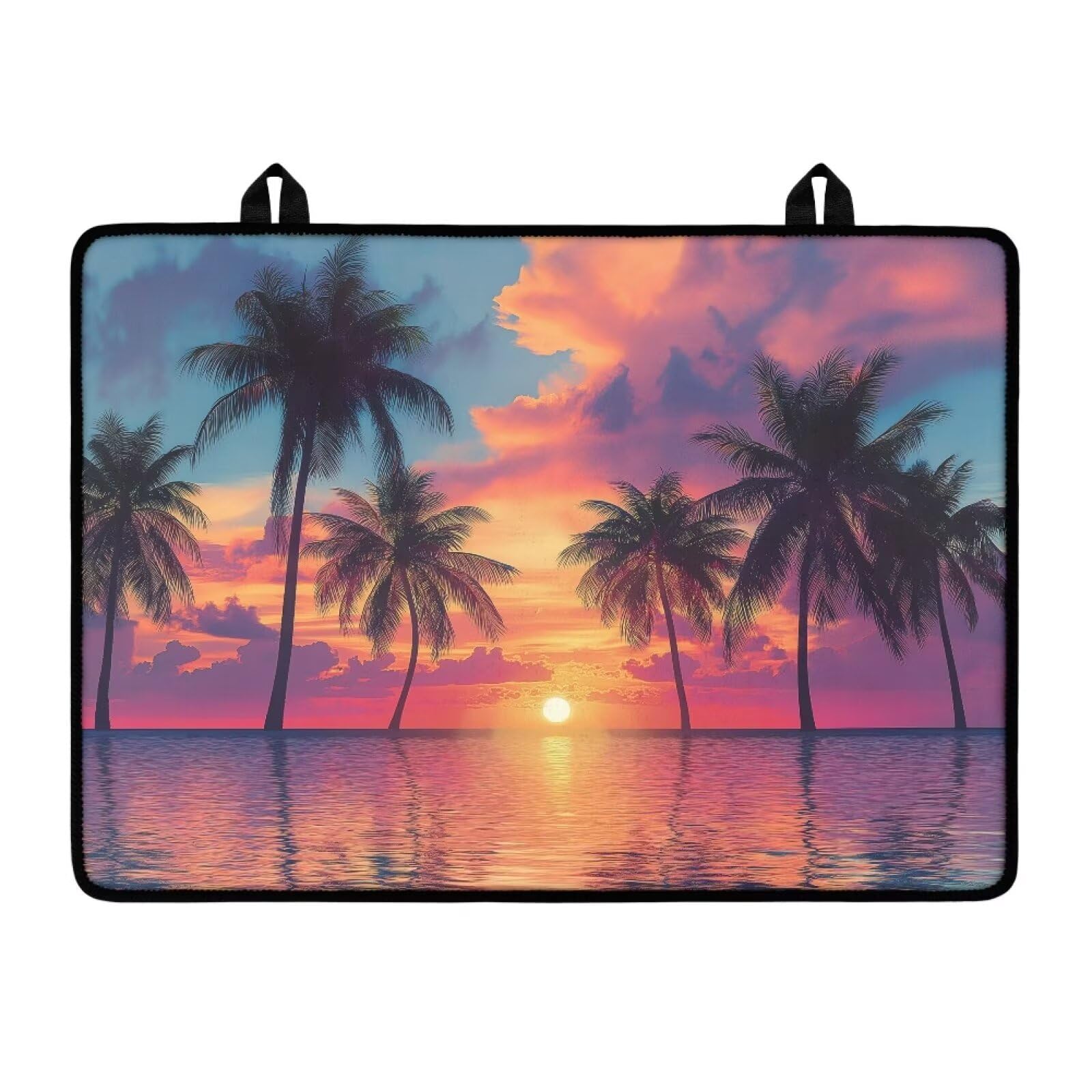Heat-Resistant Glass Stove Top Cover with Non-Slip Design - Coconut Tree Beach Theme Oven Protector Mat for Electric Stoves | Perfect for Kitchen Countertop Protection & Dish Drying | Ideal for Beach House, Vacation Rental & Tropical-Themed Kitchens