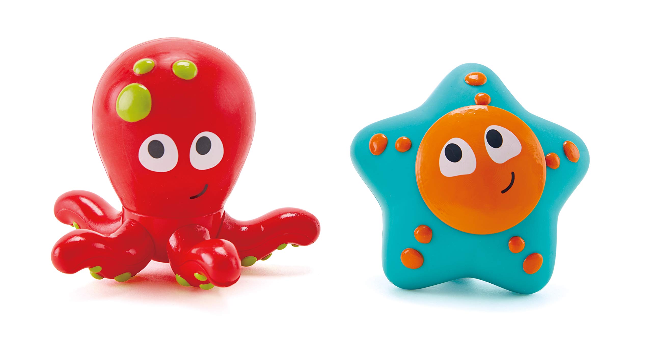 Hape Ocean Floor Squirters Bath Toys for Babies & Toddlers - Non-Toxic Silicone Octopus & Starfish Set with Water Spouting & Suction - Fun Learning Toys for Bathtime & Pool Play