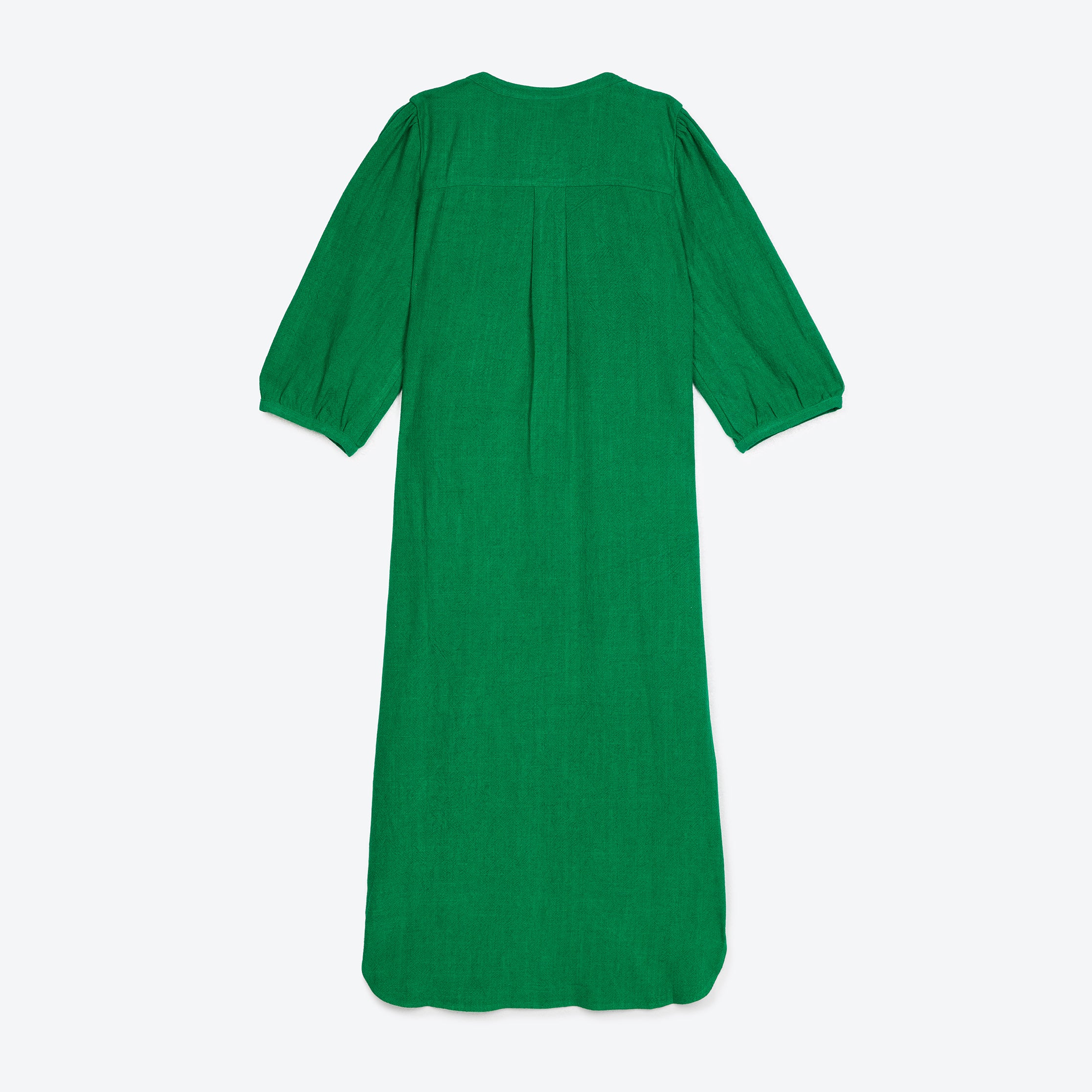 Lowie Women's Linen Viscose Emerald Green Button Through Midi Dress - Perfect for Summer Outings, Beach Vacations & Casual Office Wear
