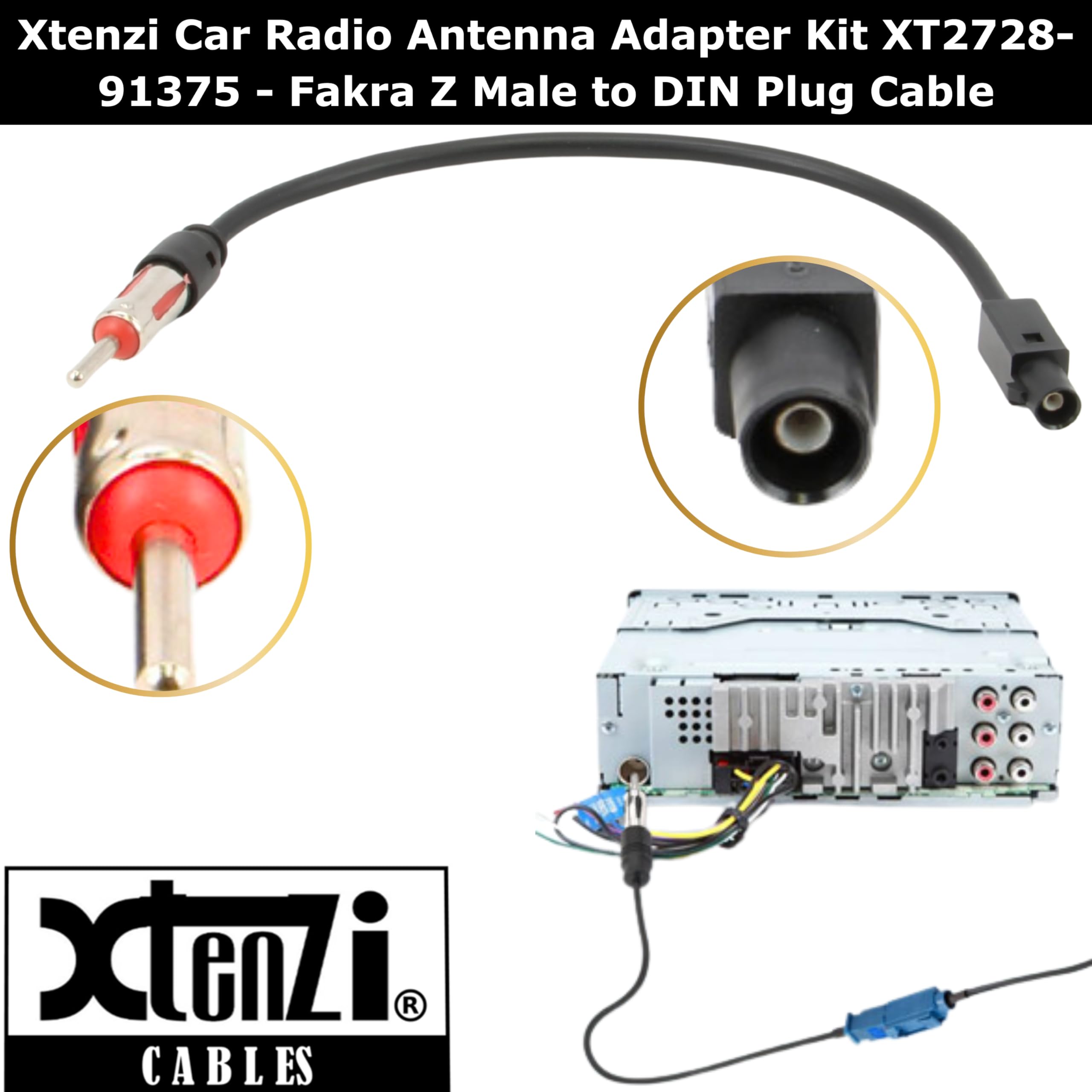 BMW Chevrolet Chrysler Mercedes Car Radio Antenna Adapter Kit XT2728 - Universal Fit for 2000 & Newer Vehicles - Perfect for Car Audio Upgrades & Aftermarket Stereo Installations