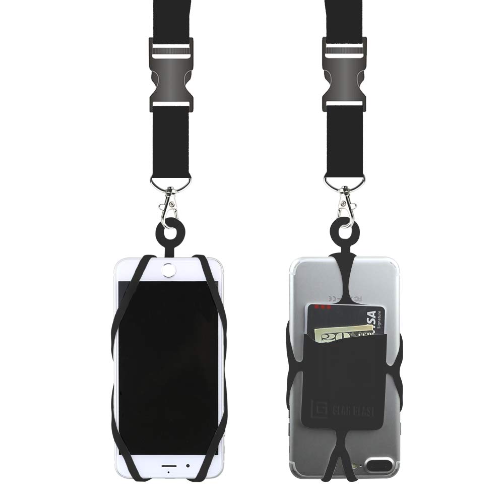 Gear Beast Cell Phone Lanyard with Case Holder - Adjustable Soft Neck Strap & Detachable Clip - Compatible with iPhone, Samsung Galaxy & Most Smartphones - Card Pocket for ID & Credit Cards - Perfect for Work, Travel & Hands-Free Convenience - Black