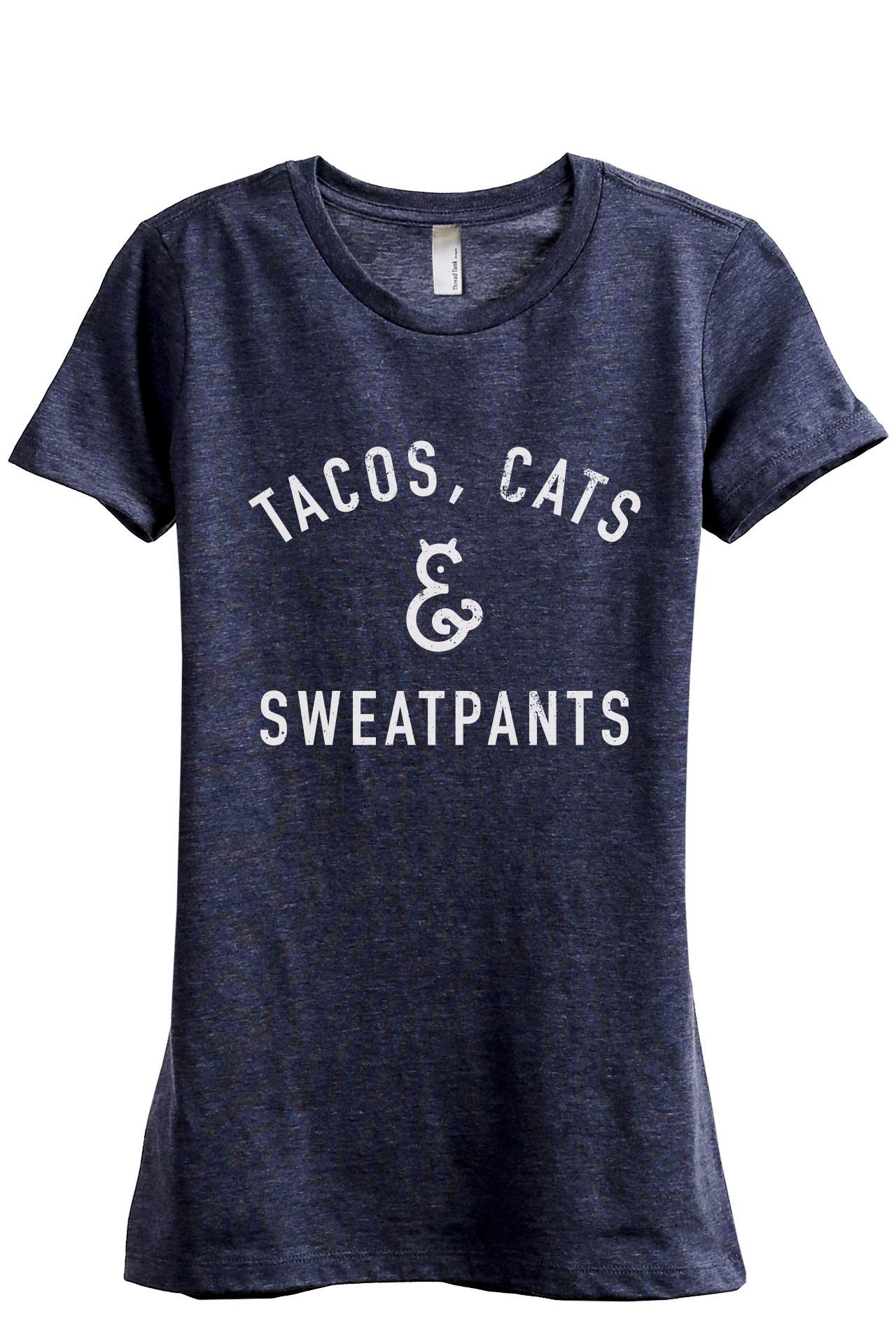 Women's Fashion Relaxed T-Shirt - Cute Tacos & Cats Graphic Tee - Soft Cotton Casual Sweatpants Matching Top for Lounge & Weekend Wear