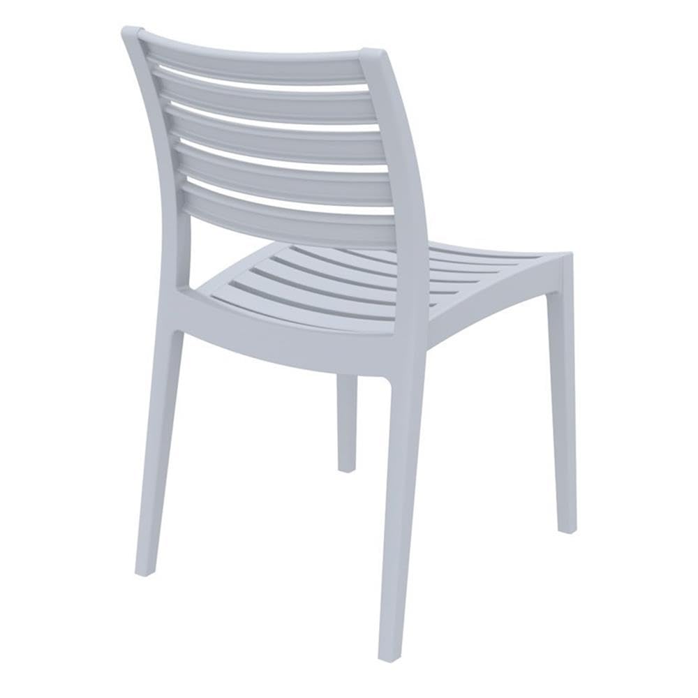 Compamia Ares Outdoor Patio Dining Chairs - Silver Gray Set of 2 - Weather-Resistant Metal Garden Chairs for Backyard, Poolside & Restaurant Use