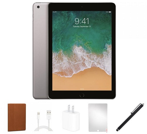 Refurbished Apple iPad 6 32GB Space Gray - WiFi Tablet with Accessories Bundle for Work, School & Entertainment | Certified Pre-Owned D-Grade