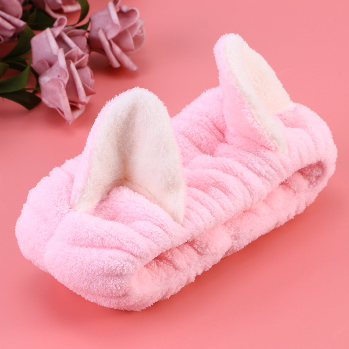 Fluffy Cat Ear Headbands for Women - Soft Elastic Makeup & Washing Face Headband - Spa, Shower, Sports & Beauty Accessories (Pink) - Perfect for Skincare Routine, Gym Workouts and Relaxing at Home