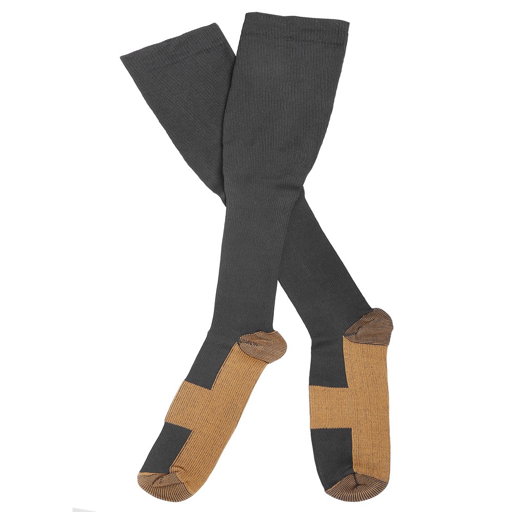 Compression Copper Socks for Men & Women - 2 Pairs Over The Calf Knee High Support Stockings for Pain, Swelling & Circulation Relief - Ideal for Travel, Work & Post-Workout Recovery