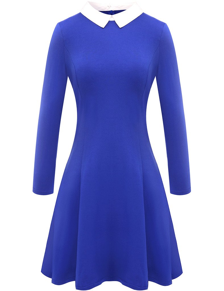 Aphratti Women's Long Sleeve Fall Dresses 2025 | Casual Peter Pan Collar A-Line Fit & Flare Skater Goth Dress | Perfect for Autumn Outfits, Halloween Costumes & Vintage Style Fashion
