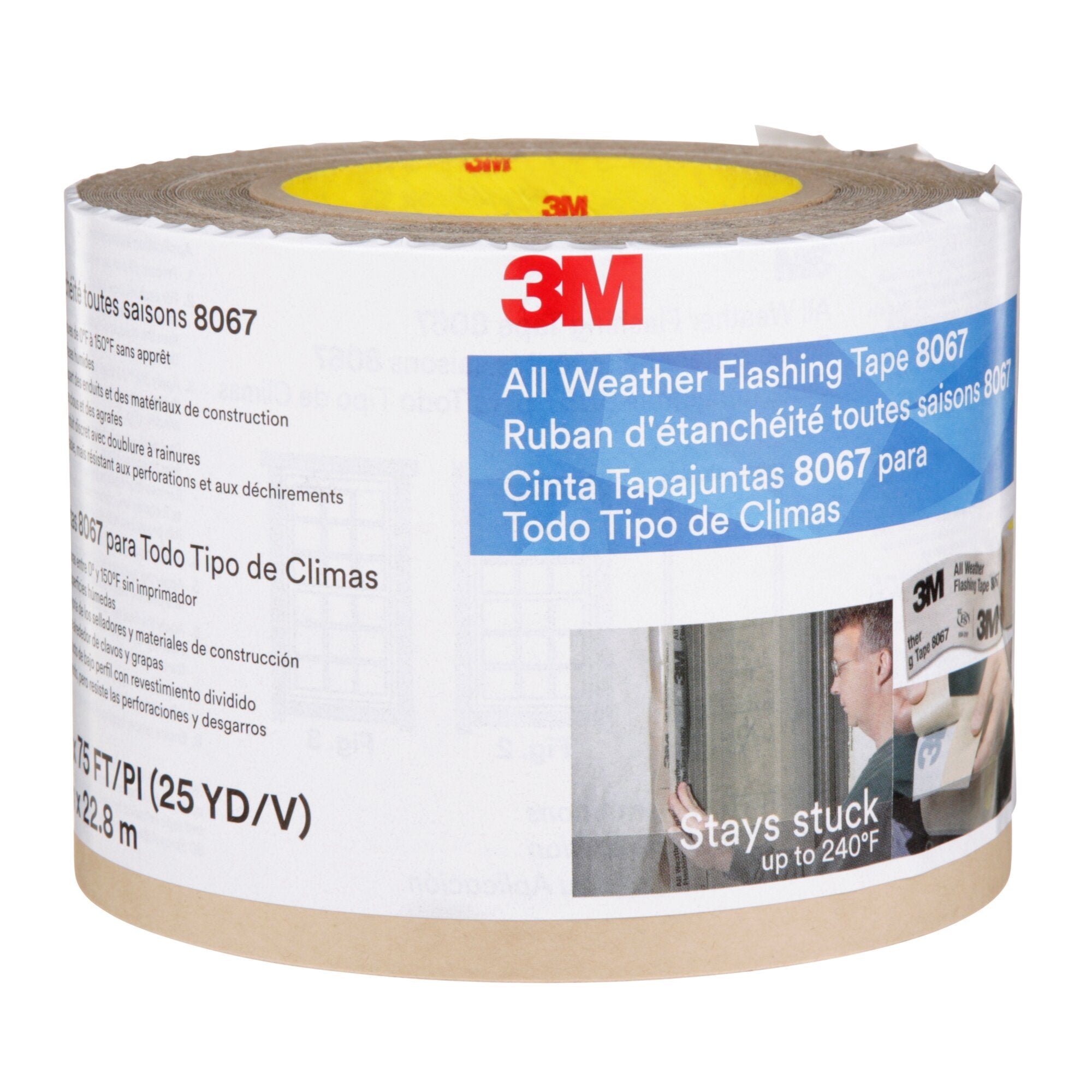 3M All Weather Flashing Tape 8067 Tan - 4 Inch x 75 Feet (12 Rolls per Case) - Waterproof Roofing Sealant for Home Repair, Window & Door Installation, HVAC Ductwork