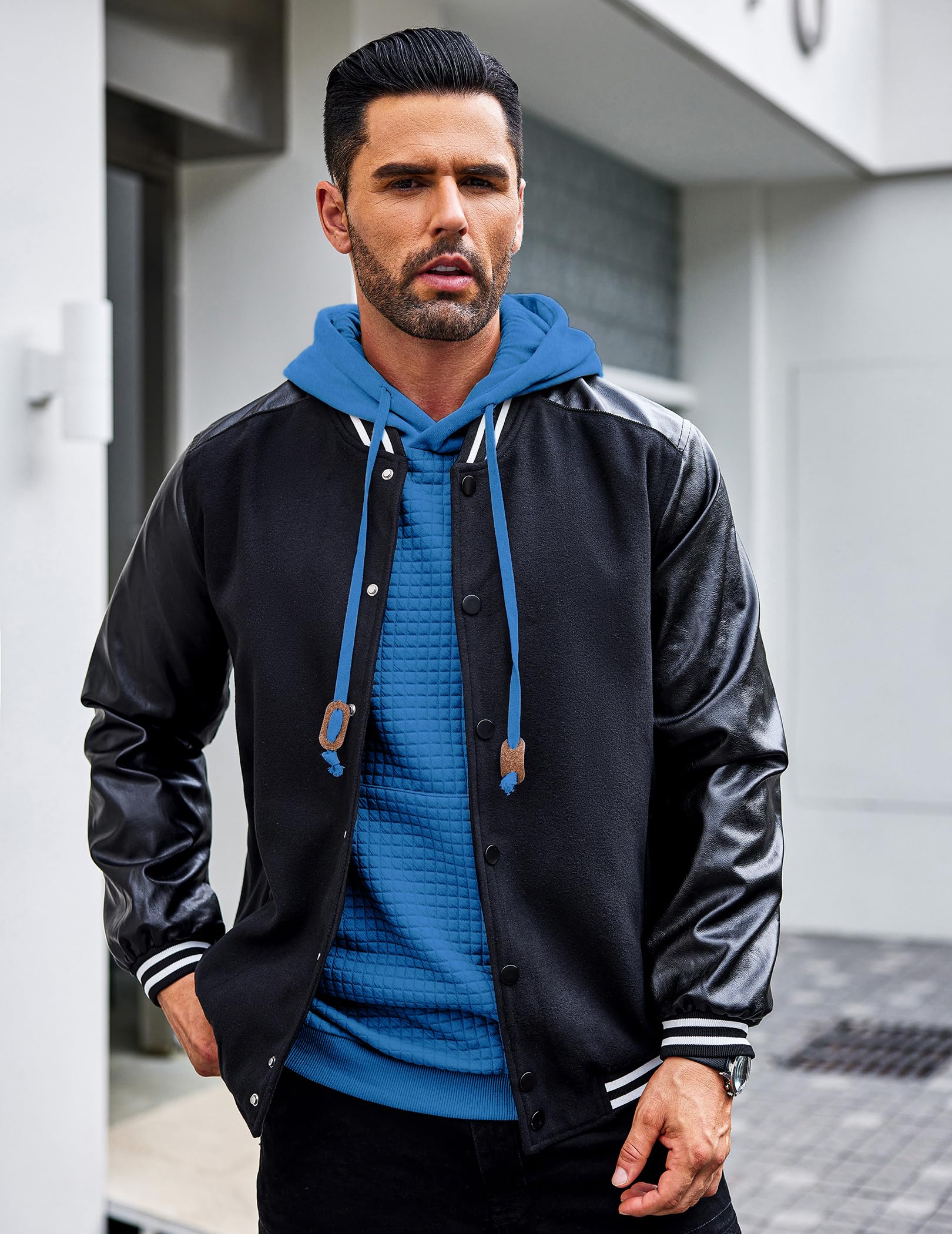 COOFANDY Men's Long Sleeve Waffle Knit Pullover Hoodie with Pocket - Casual Fashion Sweatshirt for Streetwear, Lounge & Outdoor Activities