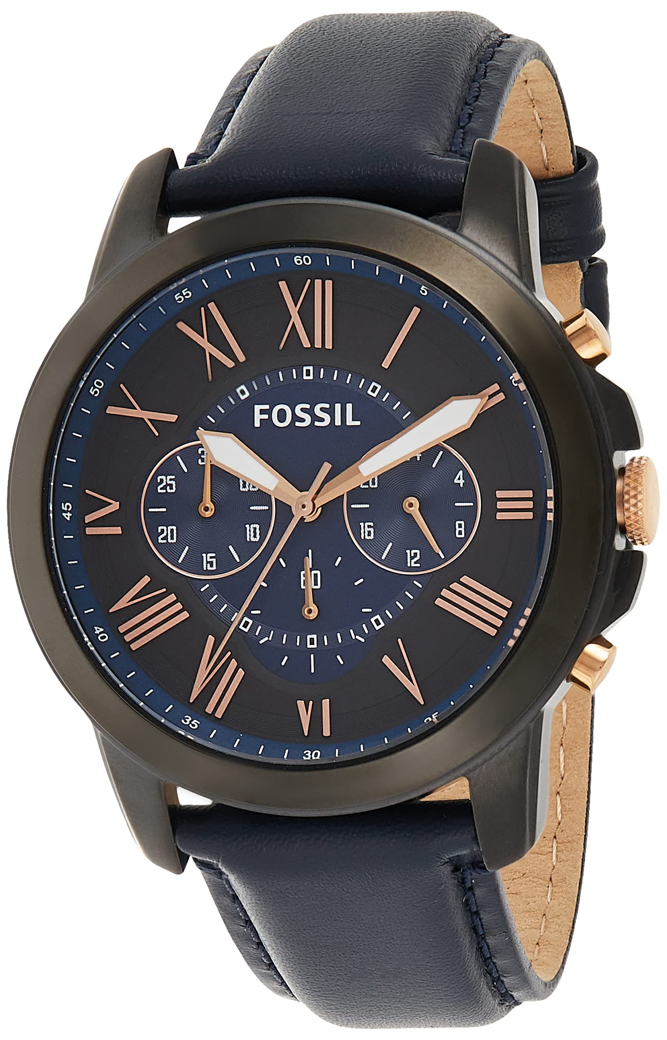 Fossil FS5061IE Men's Stainless Steel Chronograph Watch - Water Resistant, Date Window, Leather Strap - Perfect for Business, Casual & Outdoor Activities
