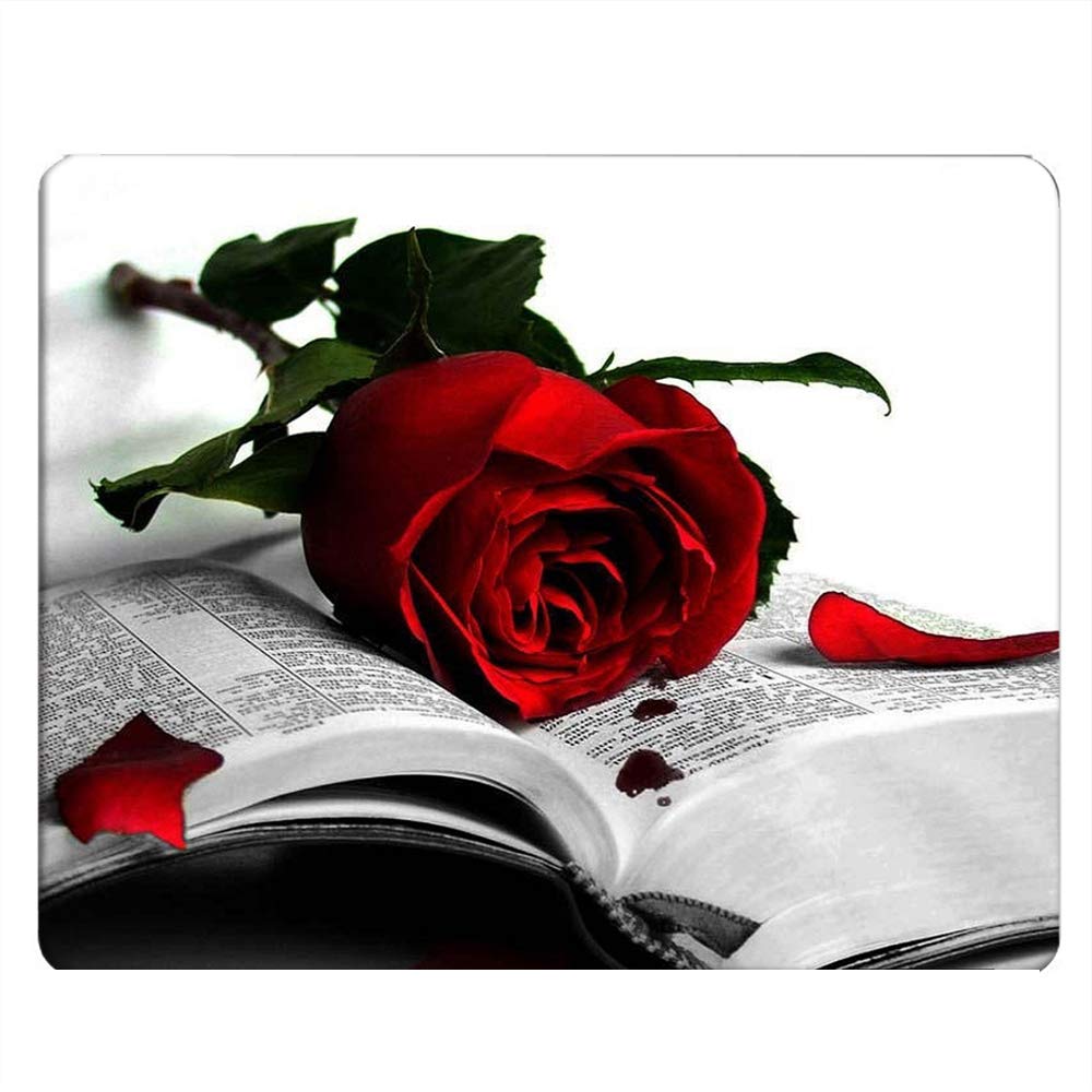 Red Rose Gaming Mouse Pad - Non-Slip Rubber Base, 9.5x7.9 Inch Large Mouse Mat for Computer, Laptop & Office Desk - Perfect for Gaming, Work & Study