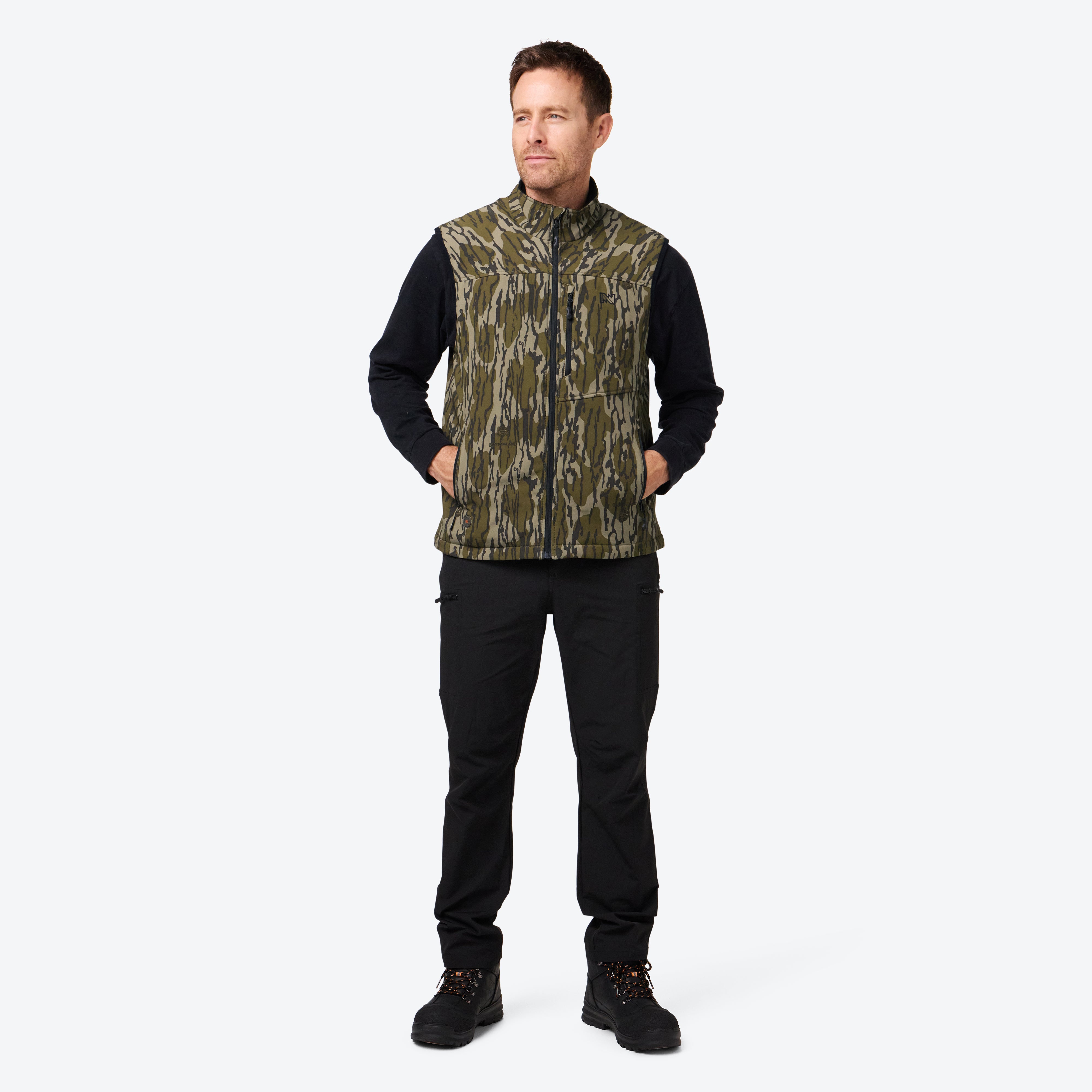 BLX Mossy Oak Heated Vest for Men - Battery-Powered Winter Jacket with Adjustable Heat - Perfect for Hunting, Fishing & Outdoor Activities