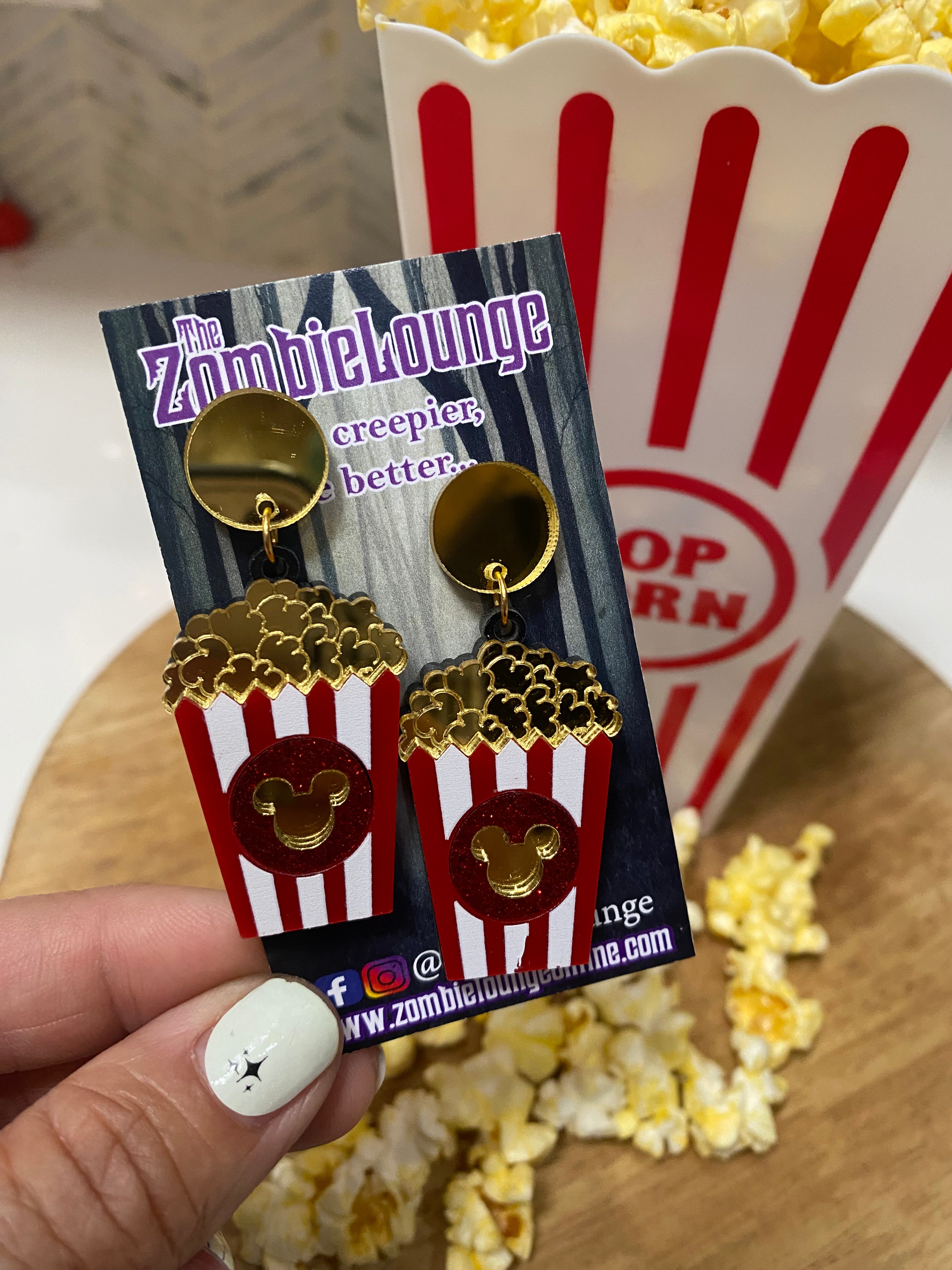 Disney Mickey Mouse Popcorn Earrings - Cute Cartoon Dangle Earrings for Women & Girls - Perfect for Disney Theme Parties, Movie Nights & Gifts