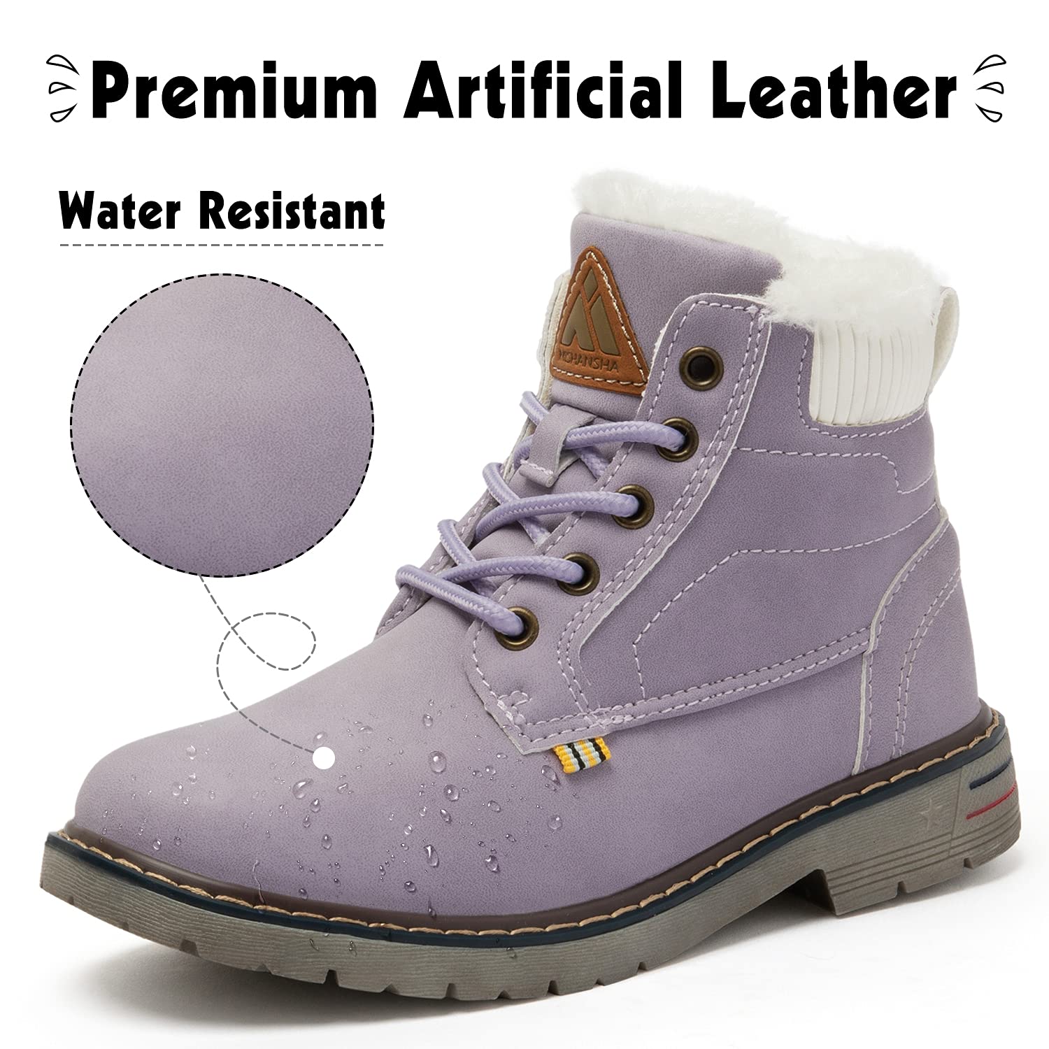 Mishansha Kids Winter Snow Boots - Waterproof Hiking Boots for Boys & Girls, Fur Lined Warm Shoes for Cold Weather Outdoor Activities - Perfect for Snow Play, Winter Walks & School Commutes