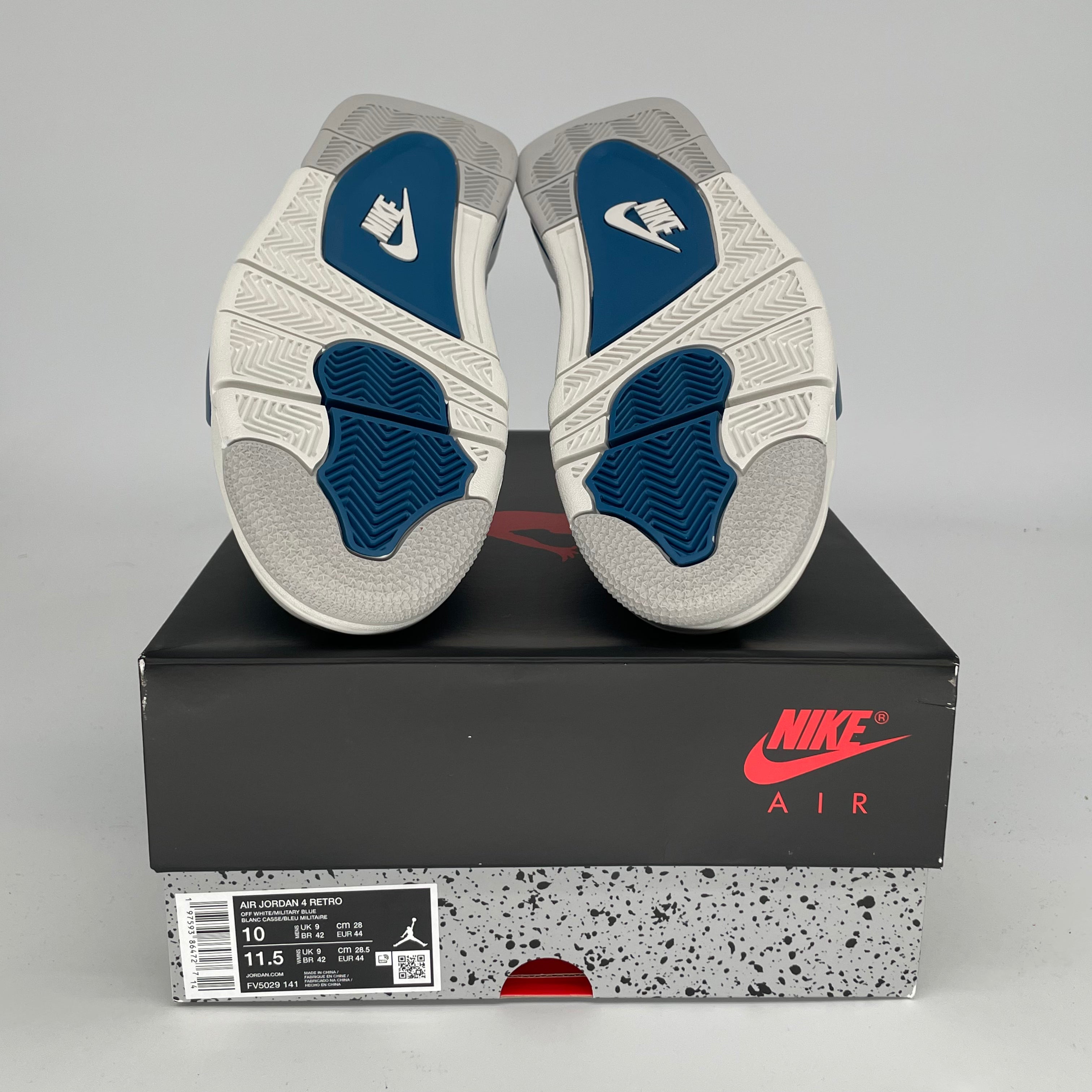 Original Air Jordan 4 Retro 'Military Blue' Men's Basketball Shoes - Size 10 & 11.5W (FV5029-141) - Perfect for Streetwear, Sneaker Collecting & Casual Fashion