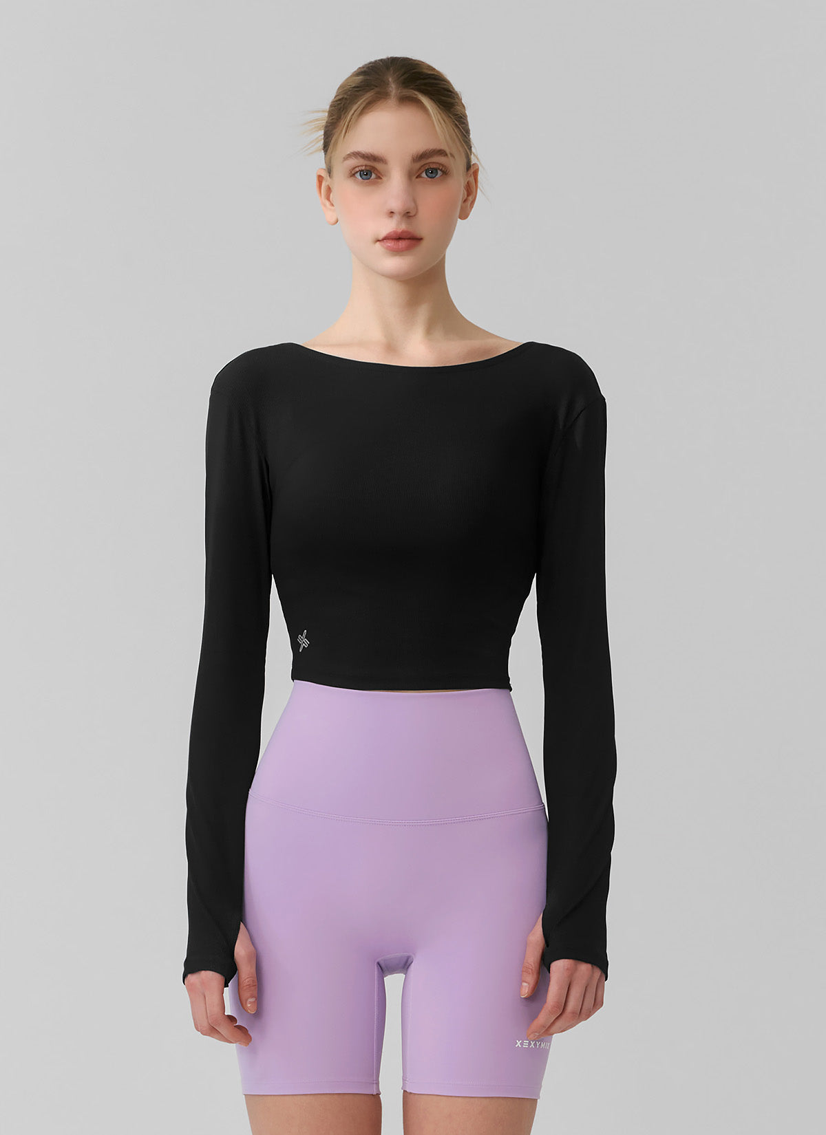 Stylish Ribbed Back Slit Long Sleeve Top with Fingerhole Design - Perfect for Casual Outings, Office Wear & Date Nights
