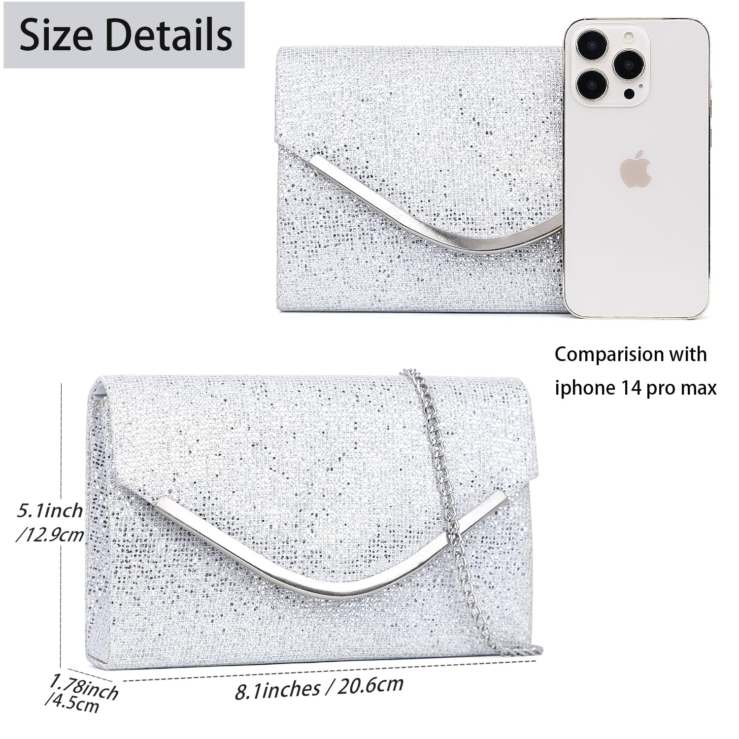 Elegant Women's Clutch Purse for Evening & Formal Events - Classic Envelope Handbag with Shoulder Strap for Wedding, Prom, Party & Special Occasions