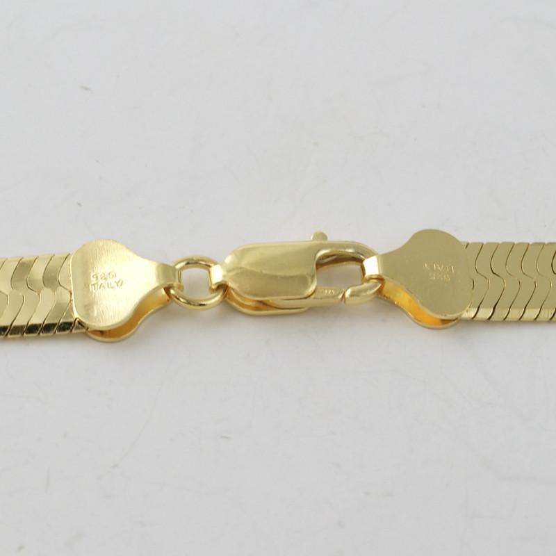 9mm Gold Plated 925 Sterling Silver Italian Herringbone Chain Necklace for Women - Perfect for Layering, Gift Giving & Everyday Elegance