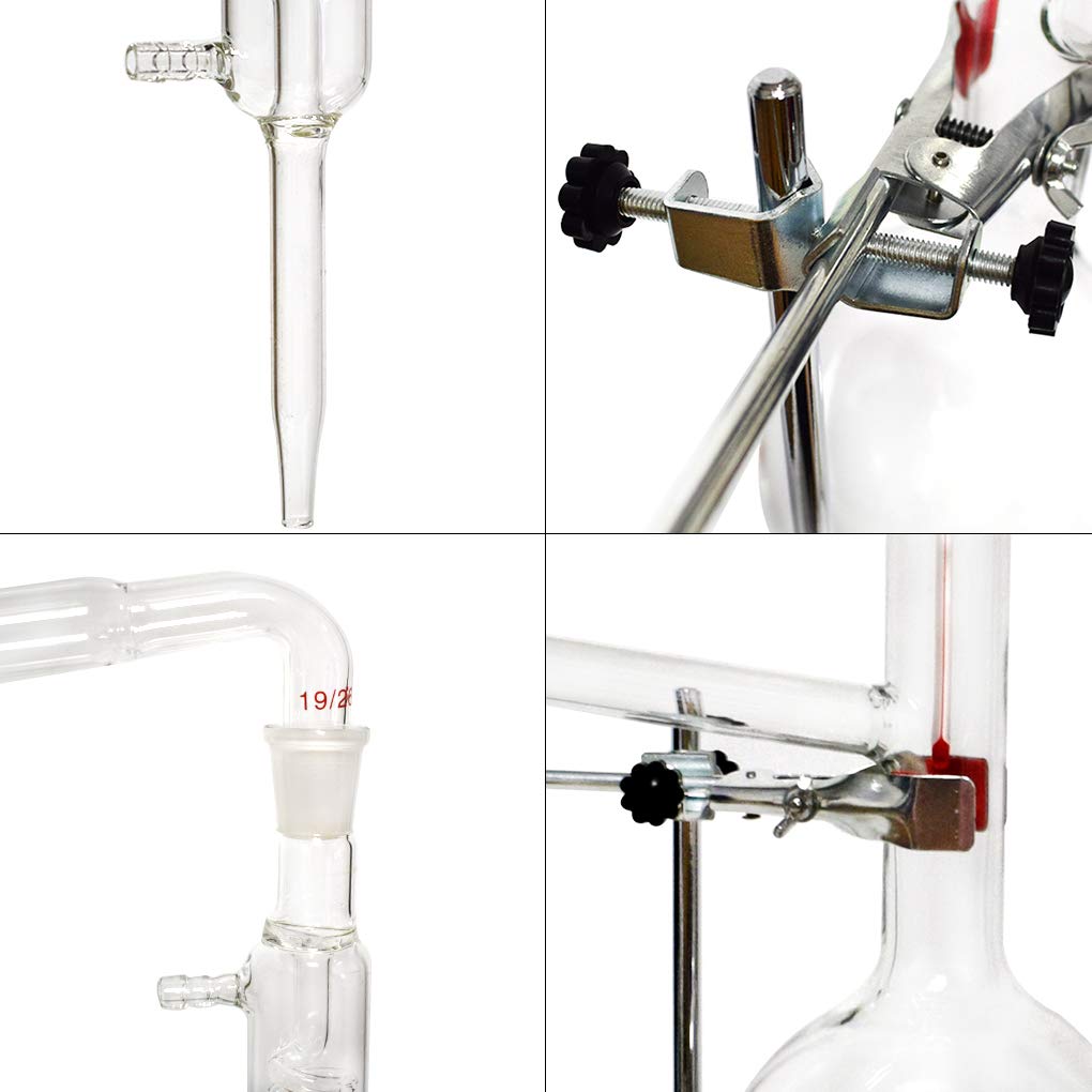1000ML Essential Oil Distillation Kit - Glass Distillation Apparatus with Condenser & Flask for Home Lab, Aromatherapy, Herbal Extraction & Water Purification | Perfect for DIY Essential Oils, Hydrosols & Distilled Water