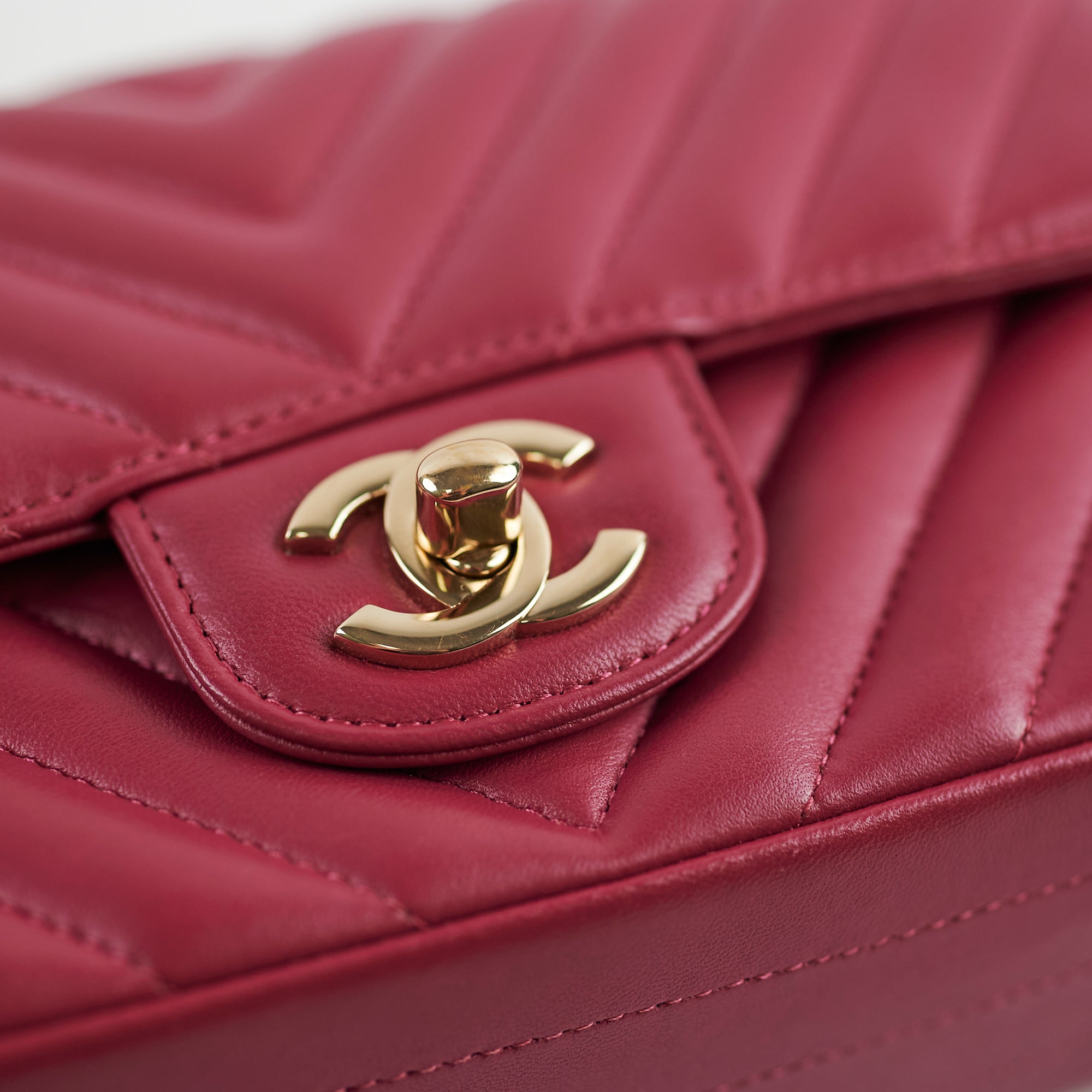 Chanel Mini Rectangular Bag in Dark Pink Chevron Lambskin Leather - Luxury Crossbody Purse for Women, Perfect for Date Night & Special Occasions