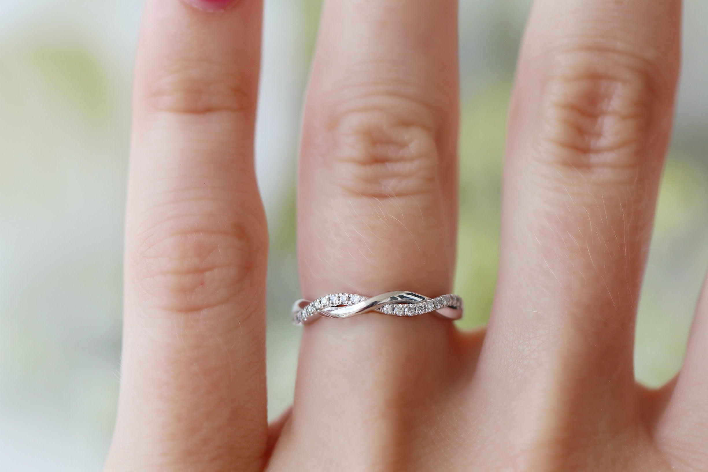 14K White Gold Petite Twisted Vine Wedding Band - Elegant Stackable Ring for Women, Perfect for Bridal Jewelry, Anniversary Gifts & Everyday Wear