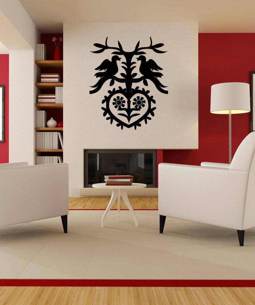 German Art Vinyl Wall Decal Sticker with Birds & Heart Design - Perfect for Nursery, Bedroom & Home Decor #OS_MG425