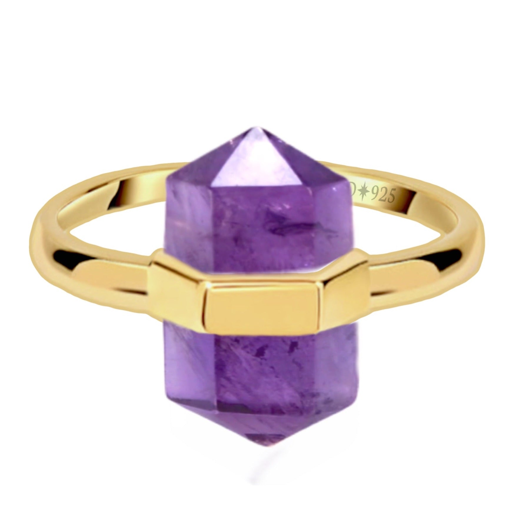 Laihas Gold Crystal Kindness Amethyst Ring for Women - Elegant Purple Gemstone Jewelry Gift for Birthday, Anniversary & Special Occasions