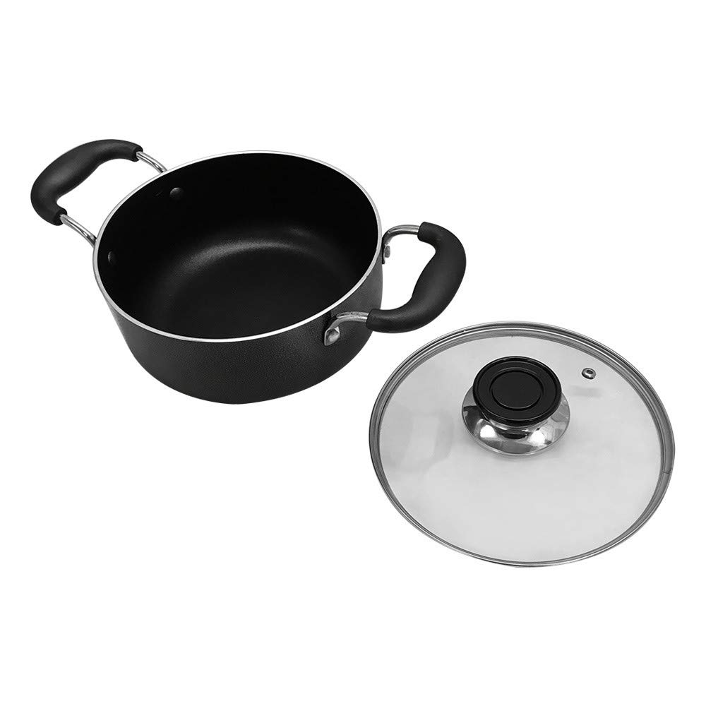 5 Quart Aluminum Dutch Oven with Glass Lid - Premium Cookware for Braising, Stewing & Slow Cooking - Perfect for Soups, Casseroles & Dutch Oven Bread Baking
