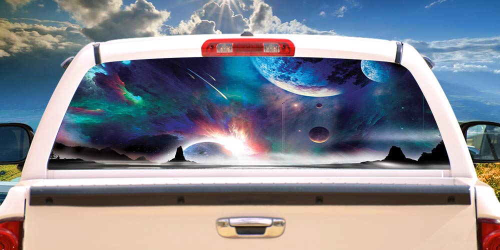 SignMission Space Horizon Rear Window Vinyl Decal - HD Graphics for Full Size Trucks | Professional Grade Weatherproof Material | Universal Fit | Car Wash Safe | Made in USA | Perfect for Off-Roading, Camping & Truck Customization