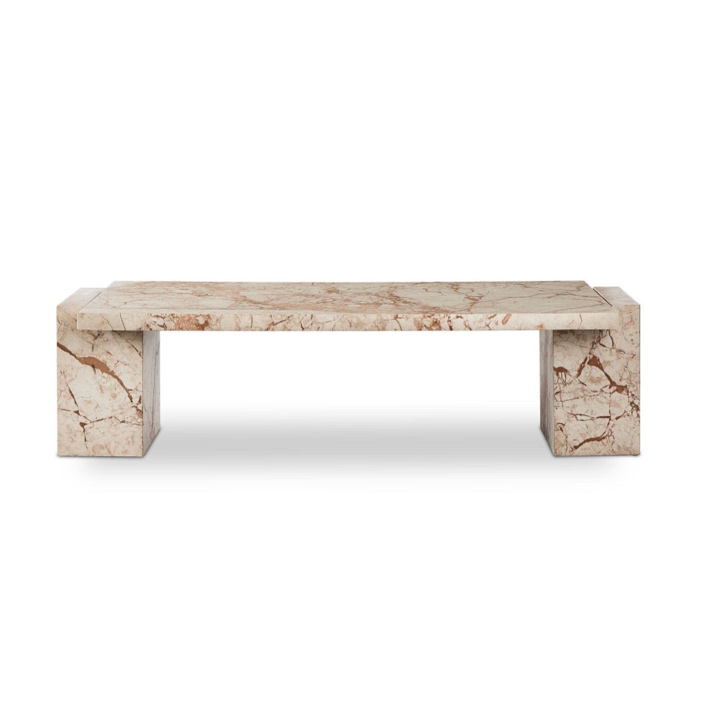 Romano Coffee Table - Desert Taupe Marble Top Modern Living Room Furniture for Home Decor & Small Space Interior Design