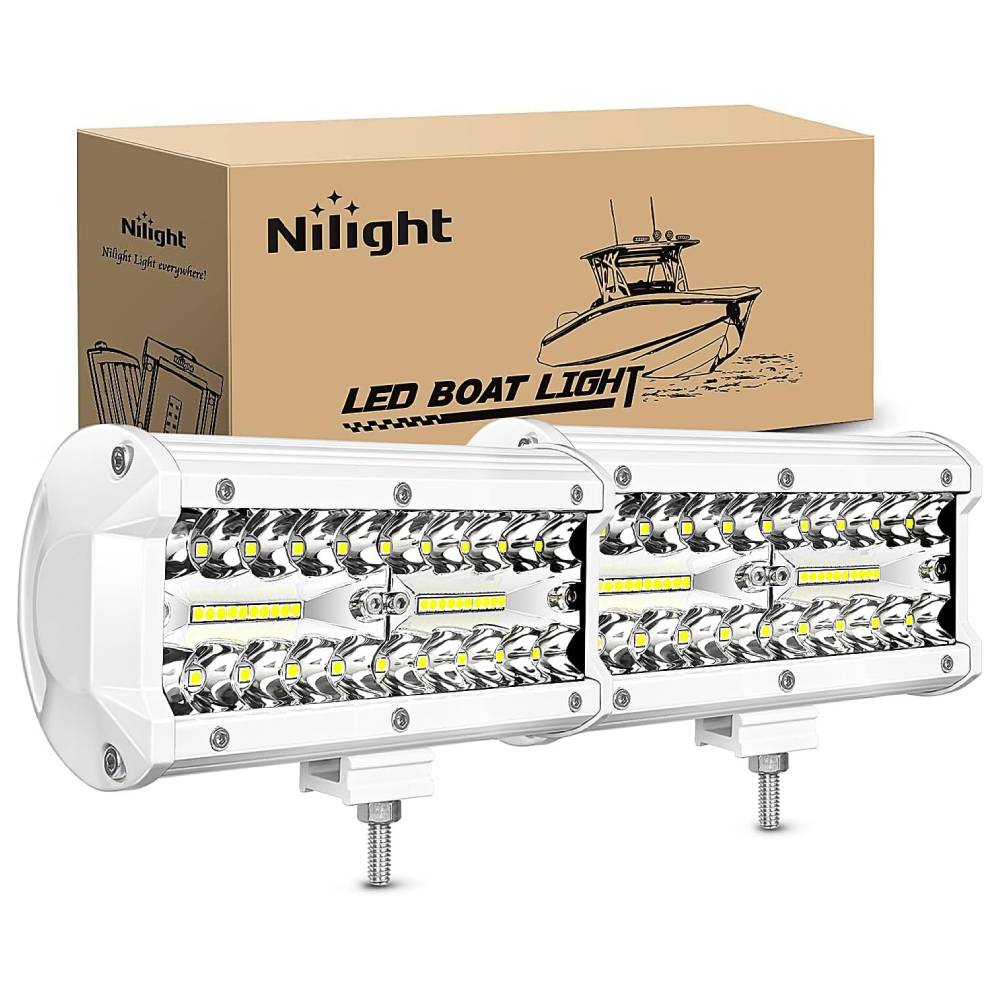 6.5 Inch 120W Spot Flood Combo LED Light Bar with White Case (Pair) - Perfect for Off-Road Trucks, ATVs, UTVs, and Marine Applications