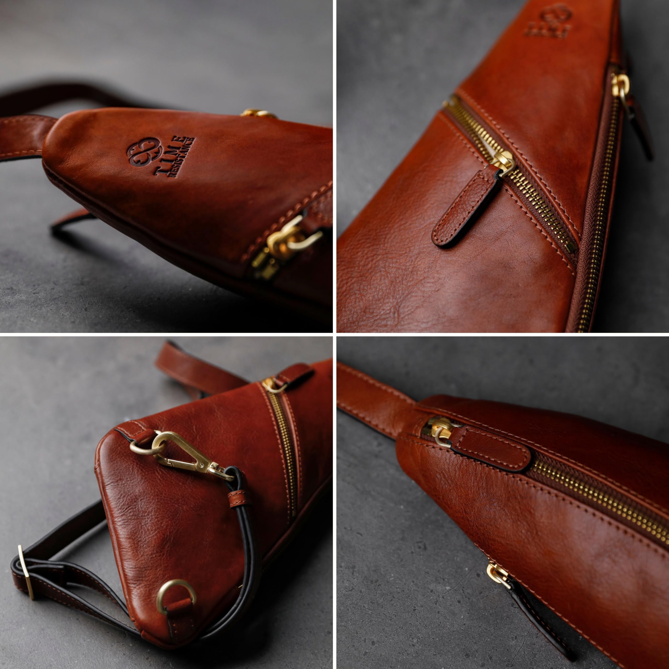 Premium Full-Grain Leather Sling Bag - Durable Time-Resistant Crossbody Chest Bag for Men & Women - Perfect for Travel, Commuting and Everyday Use