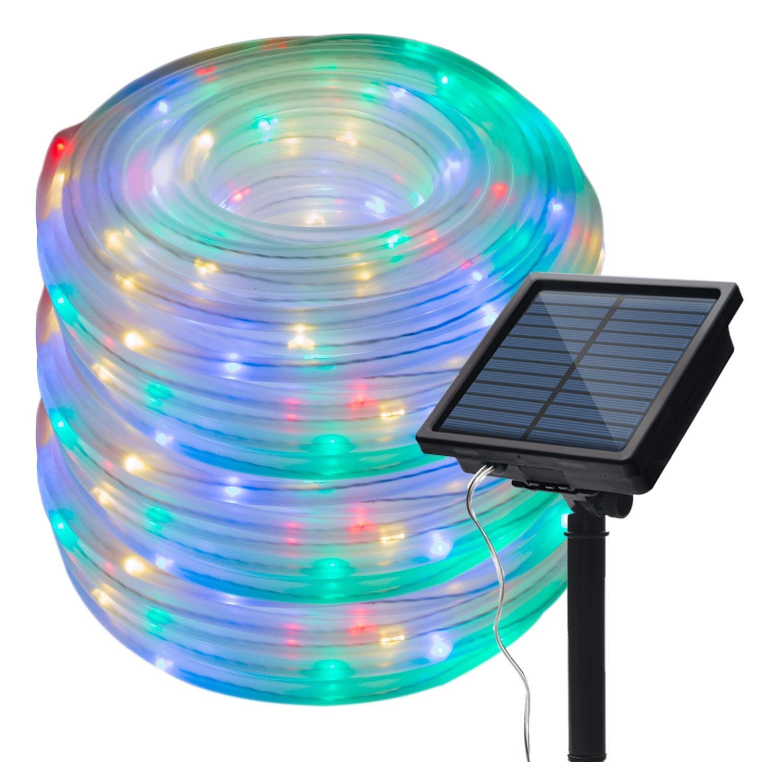 50LED Solar Rope Lights Outdoor 23ft - Waterproof Copper Wire String Lights for Garden, Yard, Patio, Fence - Multicolor Solar Powered Decorative Lighting for Backyard, Pathway & Stairs at Night