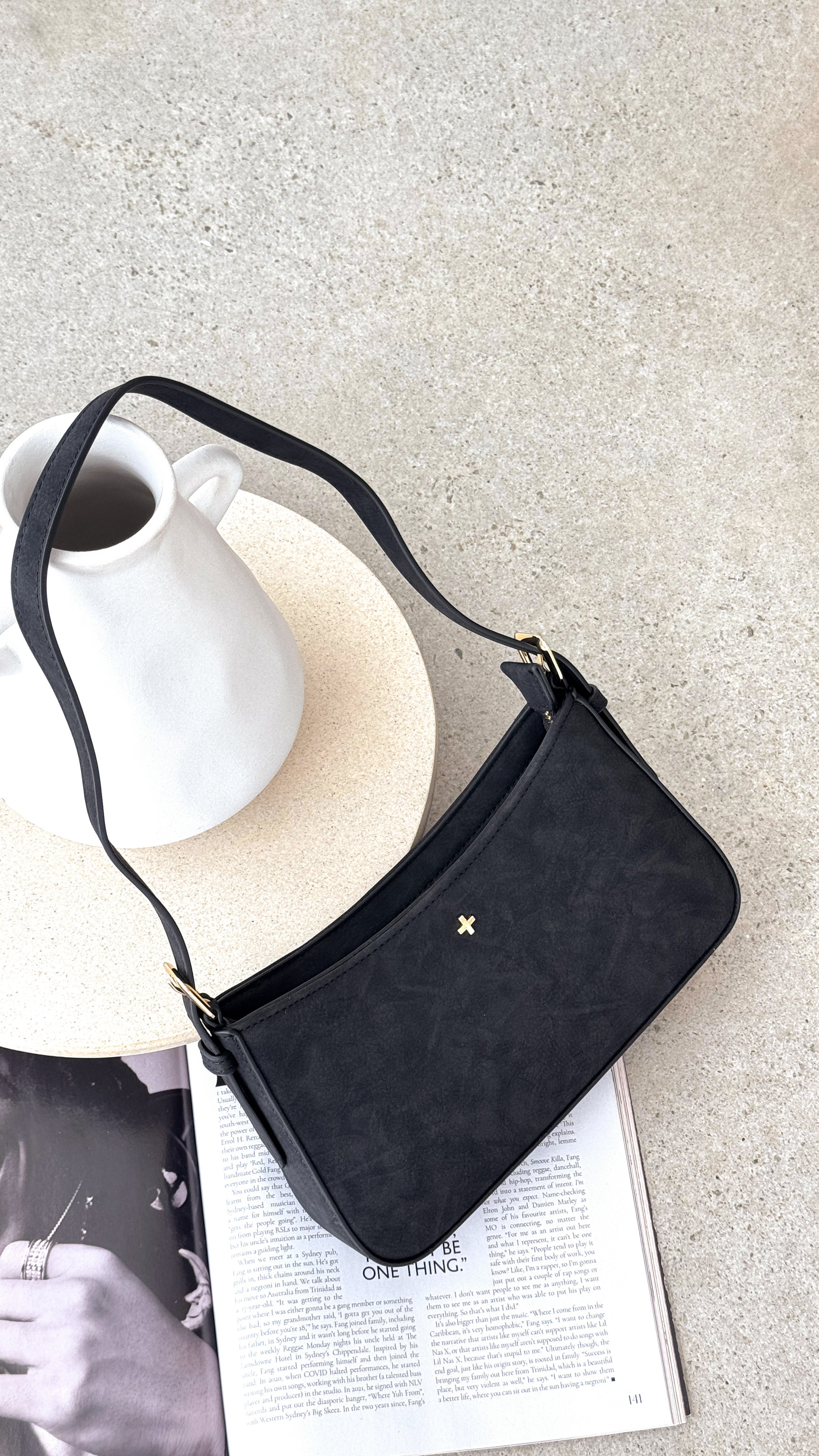 Lilu Black Suede Shoulder Bag for Women - Stylish Crossbody Purse for Work, Travel & Everyday Use