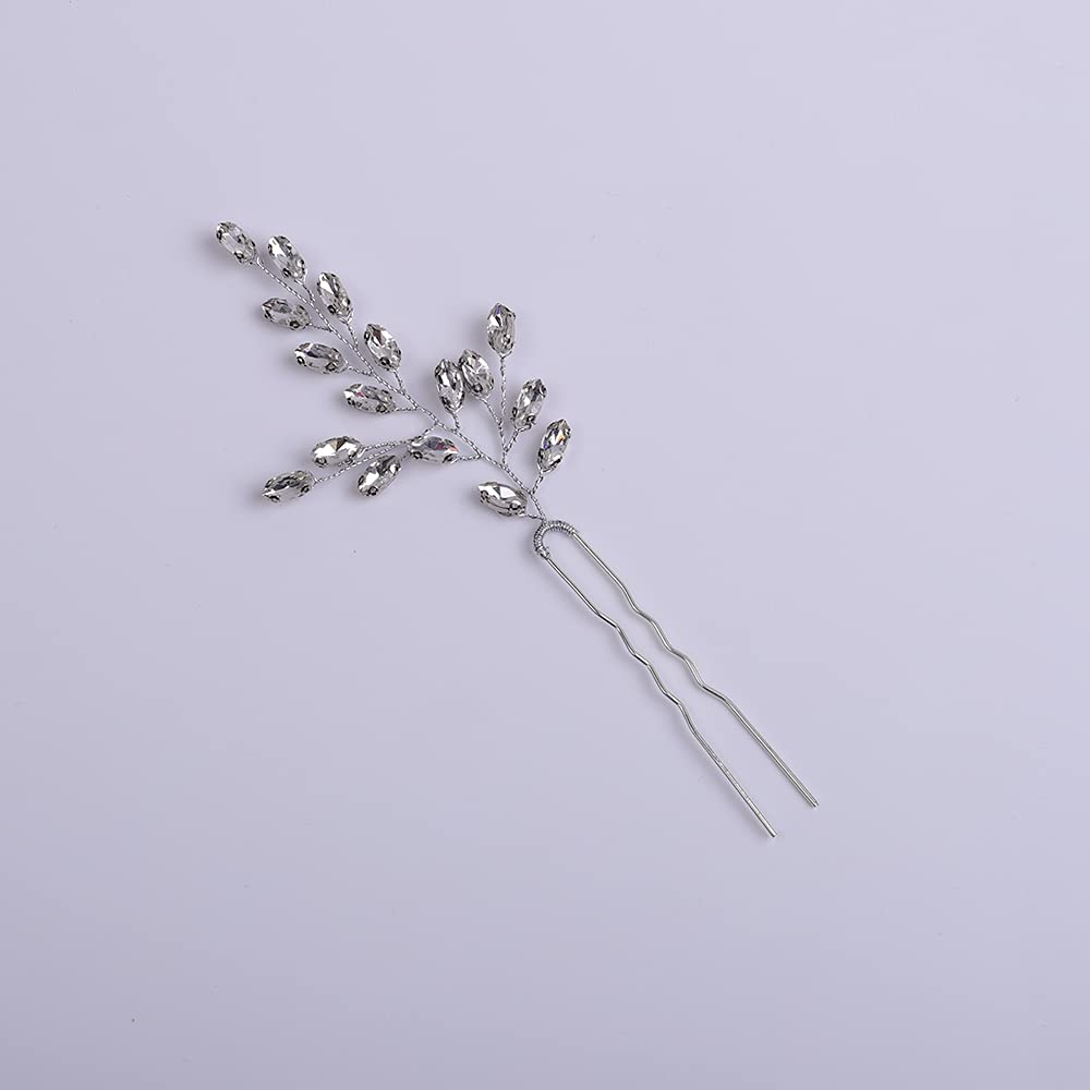 YERTTER 3-Piece Wedding Hair Pins Set - Rhinestone Vine Bobby Pins for Brides & Bridesmaids - Silver Bridal Hair Accessories for Updos, Buns & Wedding Hairstyles