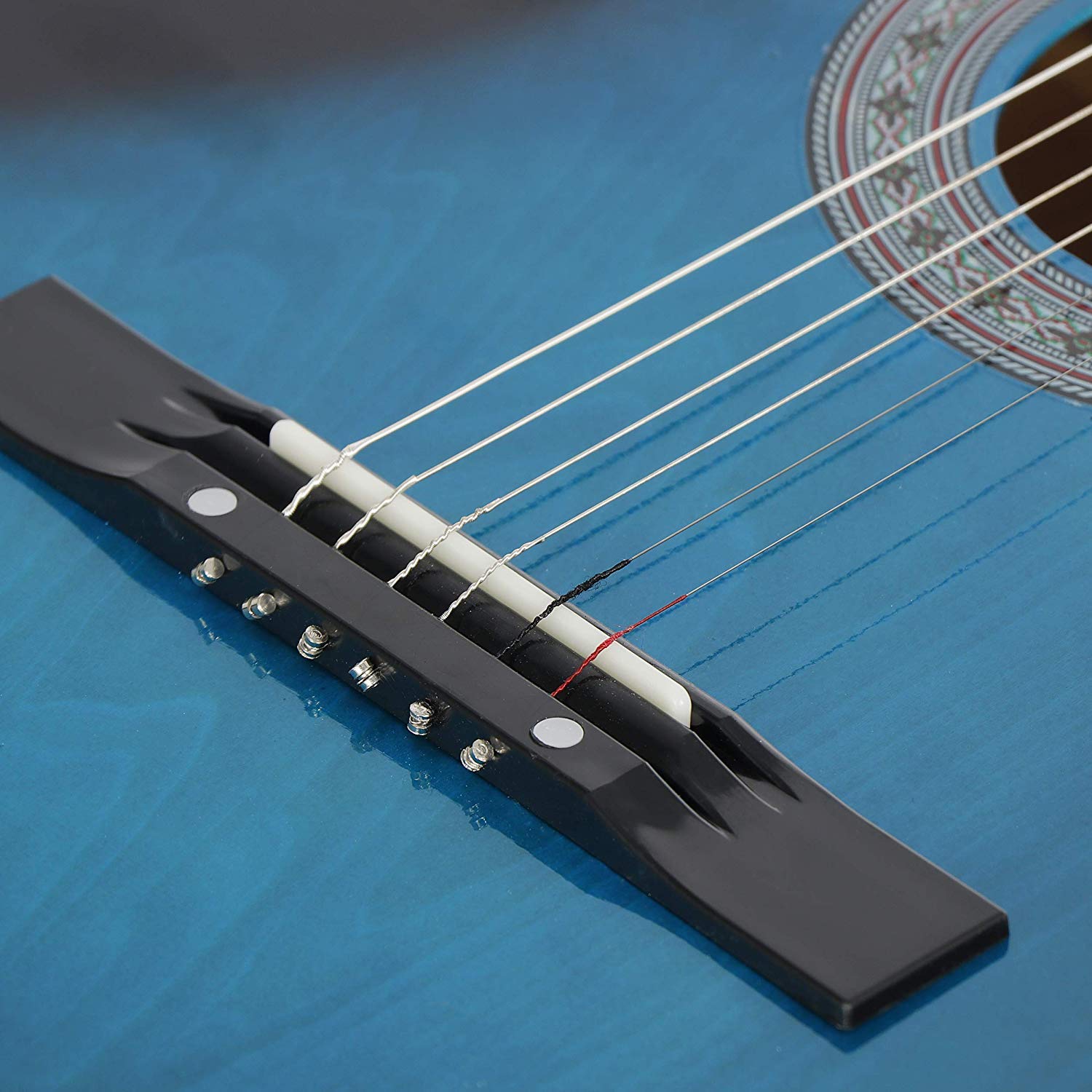 Smartxchoices 38 Inch Acoustic Guitar for Beginners - 6 String Right-Handed Guitar with Gig Bag, Strap, Pitch Pipe, Extra Strings & Pick - Ideal for Kids, Students & Youths (Blue) - Perfect for Learning, Practice & Home Performances
