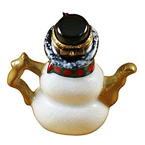 Authentic Limoges Porcelain Snowman Teapot Figurine from France - Perfect for Christmas Decor, Tea Parties & Collectible Gifts