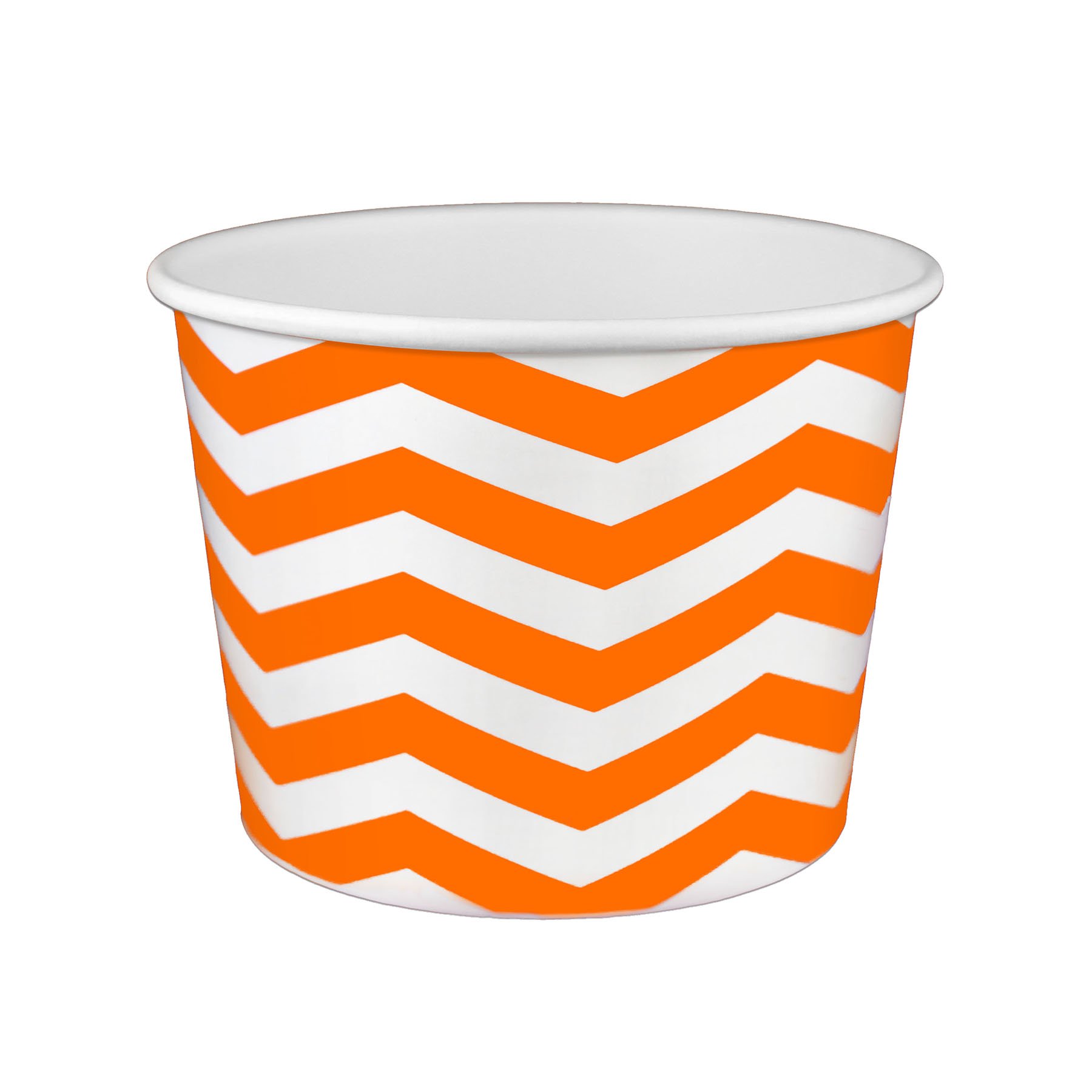 16 oz Yogurt Paper Cups - 1000 Count Bulk Disposable (Chevron-Orange) | Eco-Friendly Compostable for Frozen Yogurt, Ice Cream & Desserts | Party, Cafe & Catering Supplies
