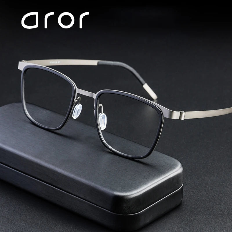 Aror Women's Full Rim Square Acetate Titanium Eyeglasses Frame 49715 - Lightweight & Durable for Work, Reading & Fashion