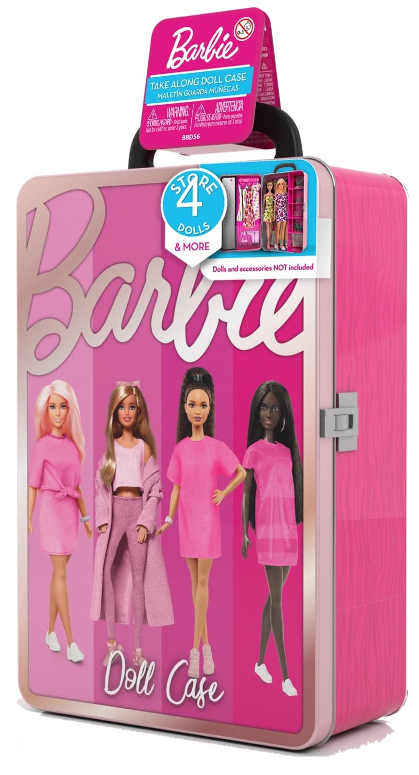 Barbie Metal Toy Storage Case - Durable Organizer for Dolls & Accessories, Compatible with Most 18