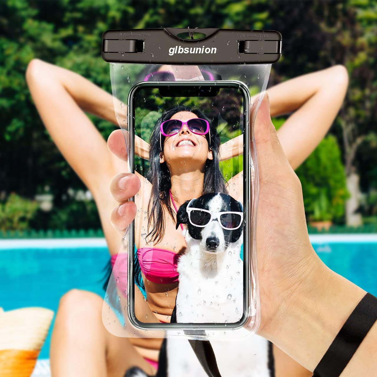 GLBSUNION 4-Pack Universal Waterproof Phone Case IPX8 Underwater Dry Bag - Compatible with iPhone 15 14 13 12 Pro Max, Galaxy S24/S23, Google Pixel (Up to 7.5 Inch) - Perfect for Swimming, Beach, Travel & Bathing