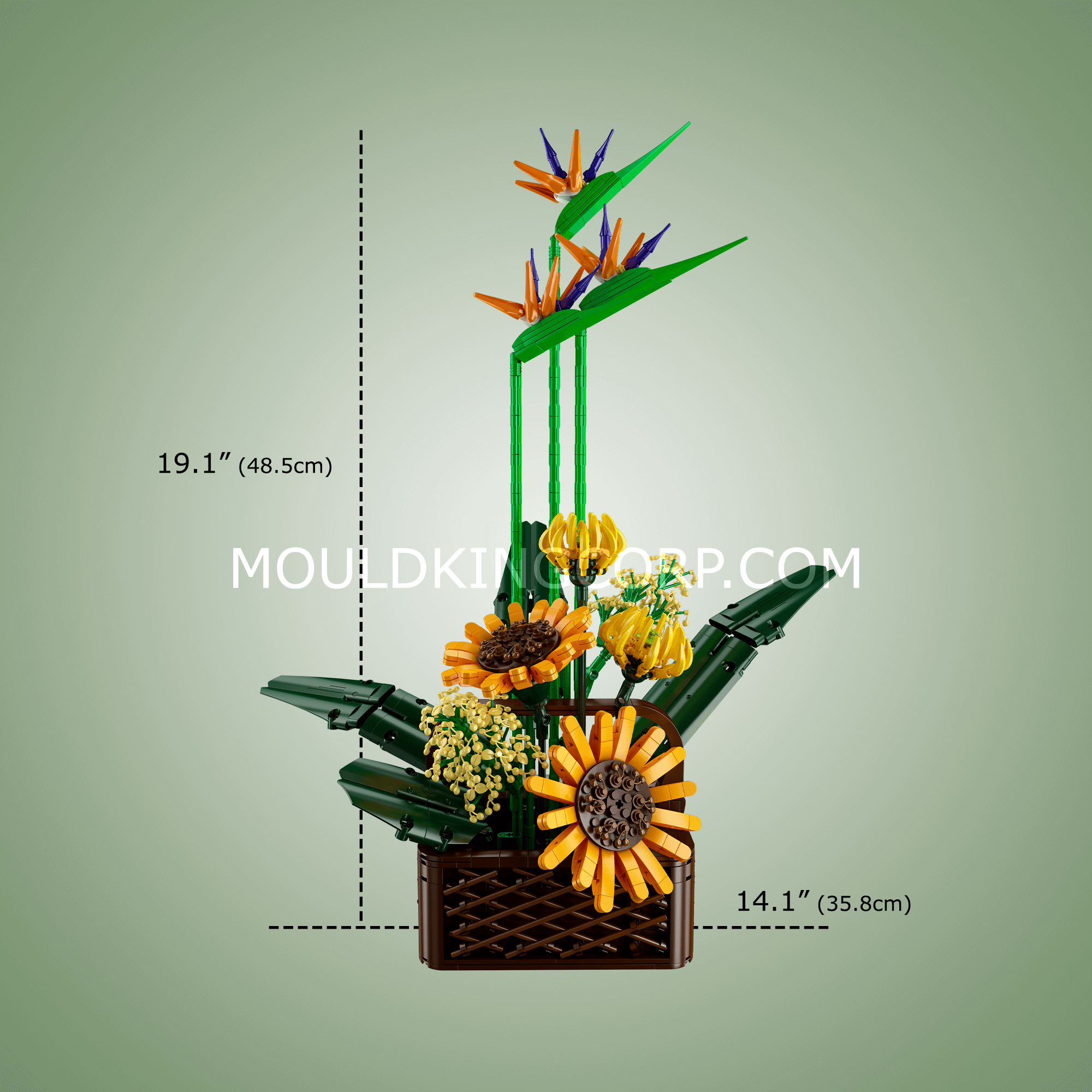 Mould King 10024 Birds of Paradise Flower Bouquet Building Set - 1,608 Piece DIY Creative Construction Toy for Adults, Home Decor & Gift Idea | Perfect for Relaxation, Office Desk Decor & Birthday Presents