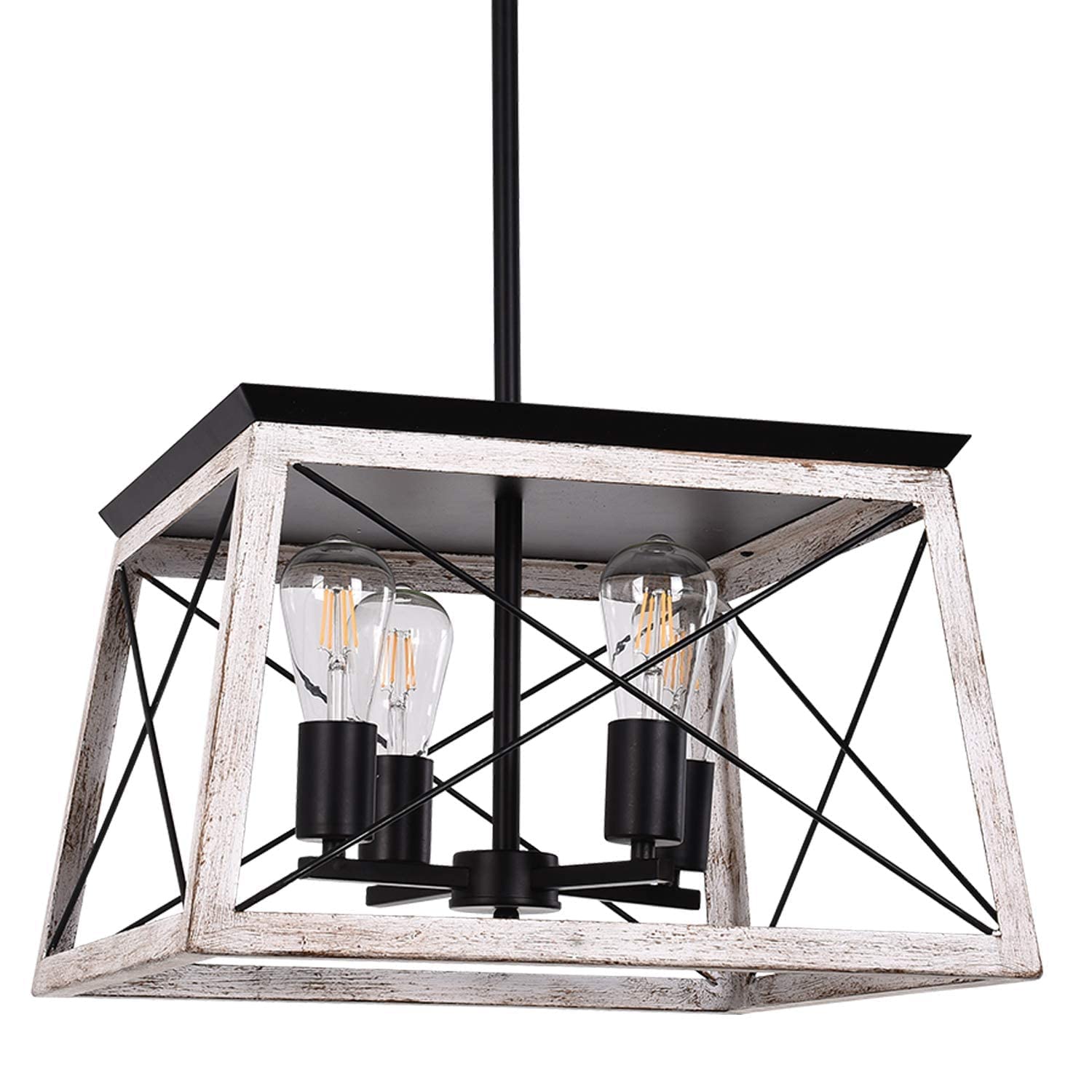Luupyia 5-Lights Modern Linear Kitchen Island Lighting & 4-Lights Rustic Farmhouse Pendant Light Fixture Set - Perfect for Dining Room, Kitchen Island, Bar Counter and Breakfast Nook Lighting